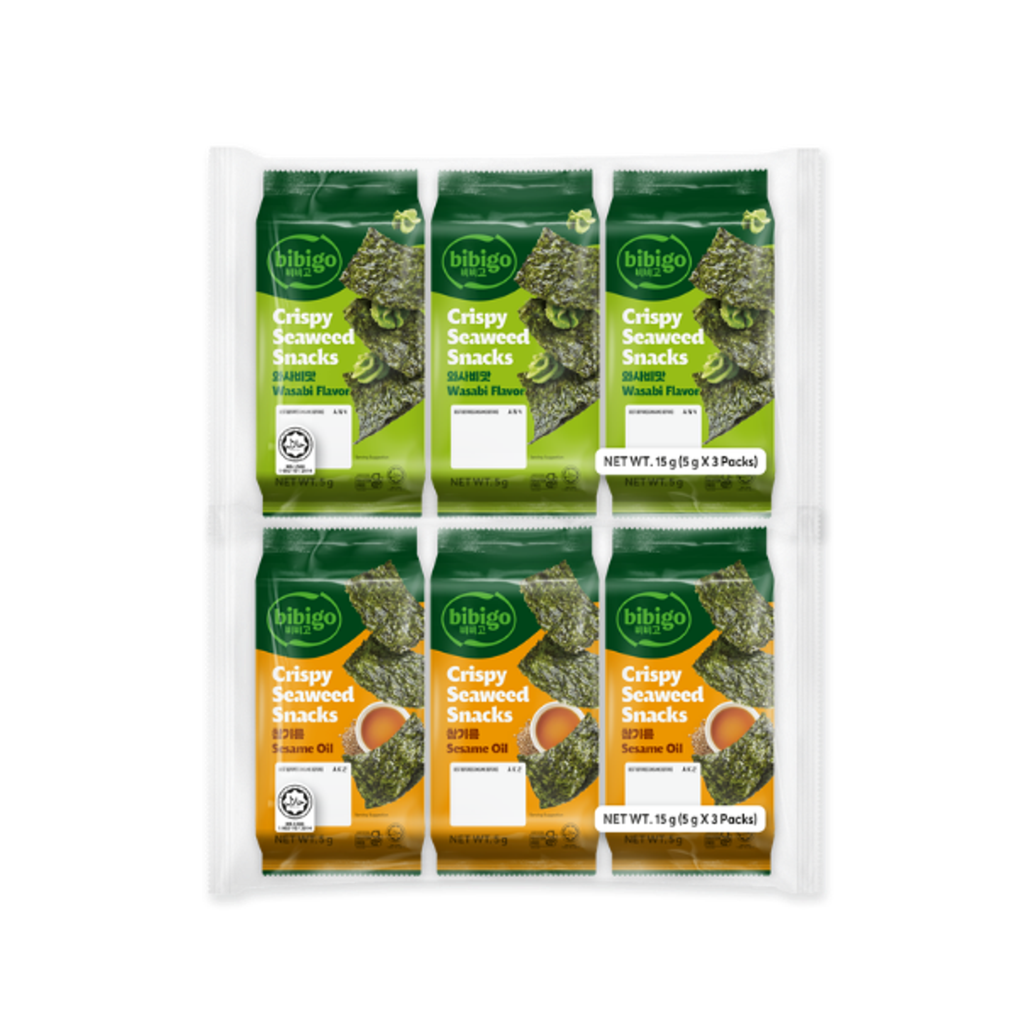 BIBIGO Seetang Snack Set 2er | Wasabi & Sesam Knusprig
