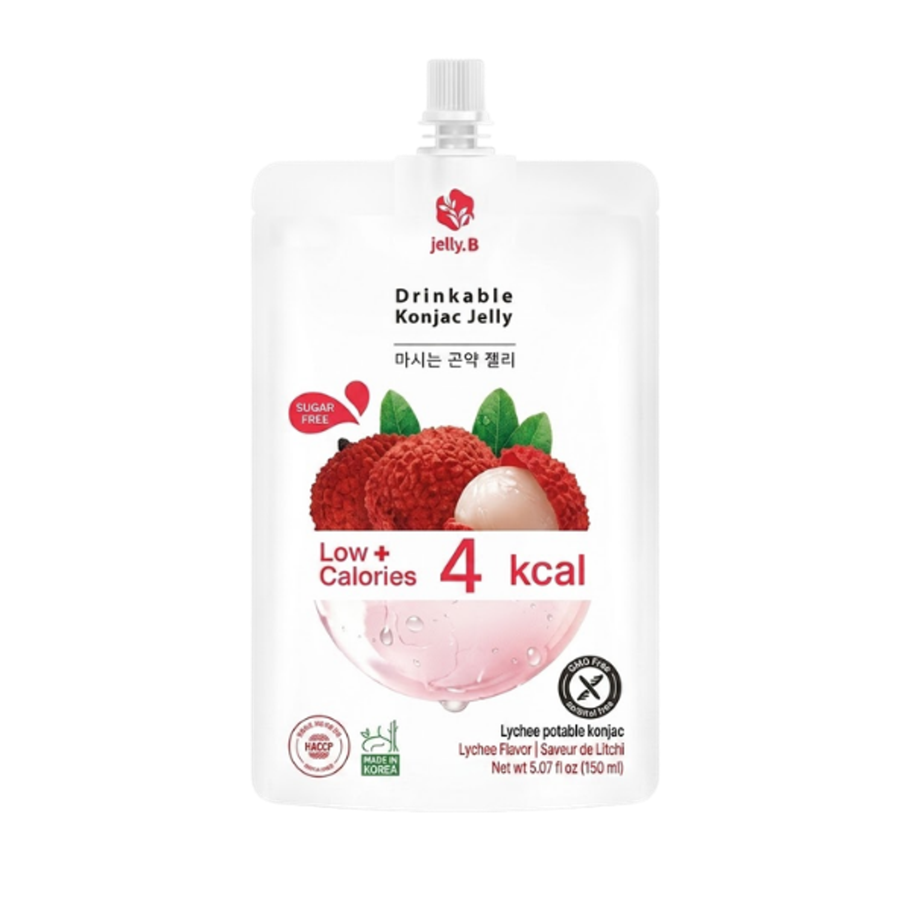 Jelly.B Drinkable Konjac Jelly Lychee - Erfrischendes und gesundes Getränk, 150ml