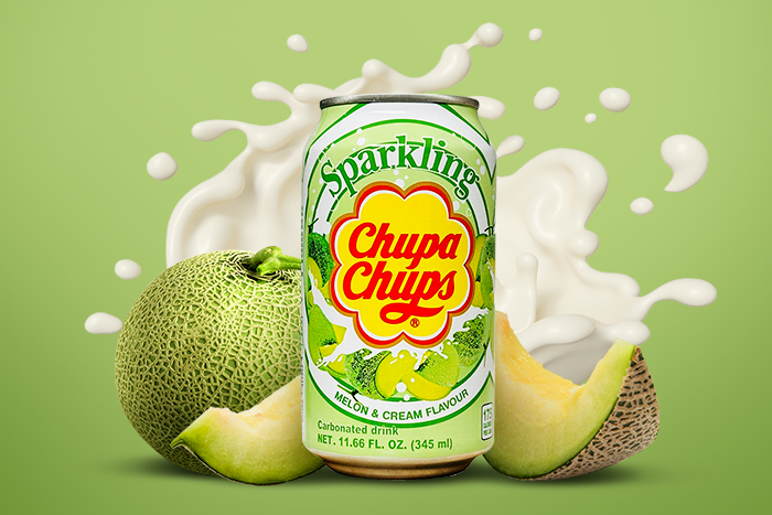 Chupa Chups Sparkling Melon Cream Flavour Soda 345ml Flasche
