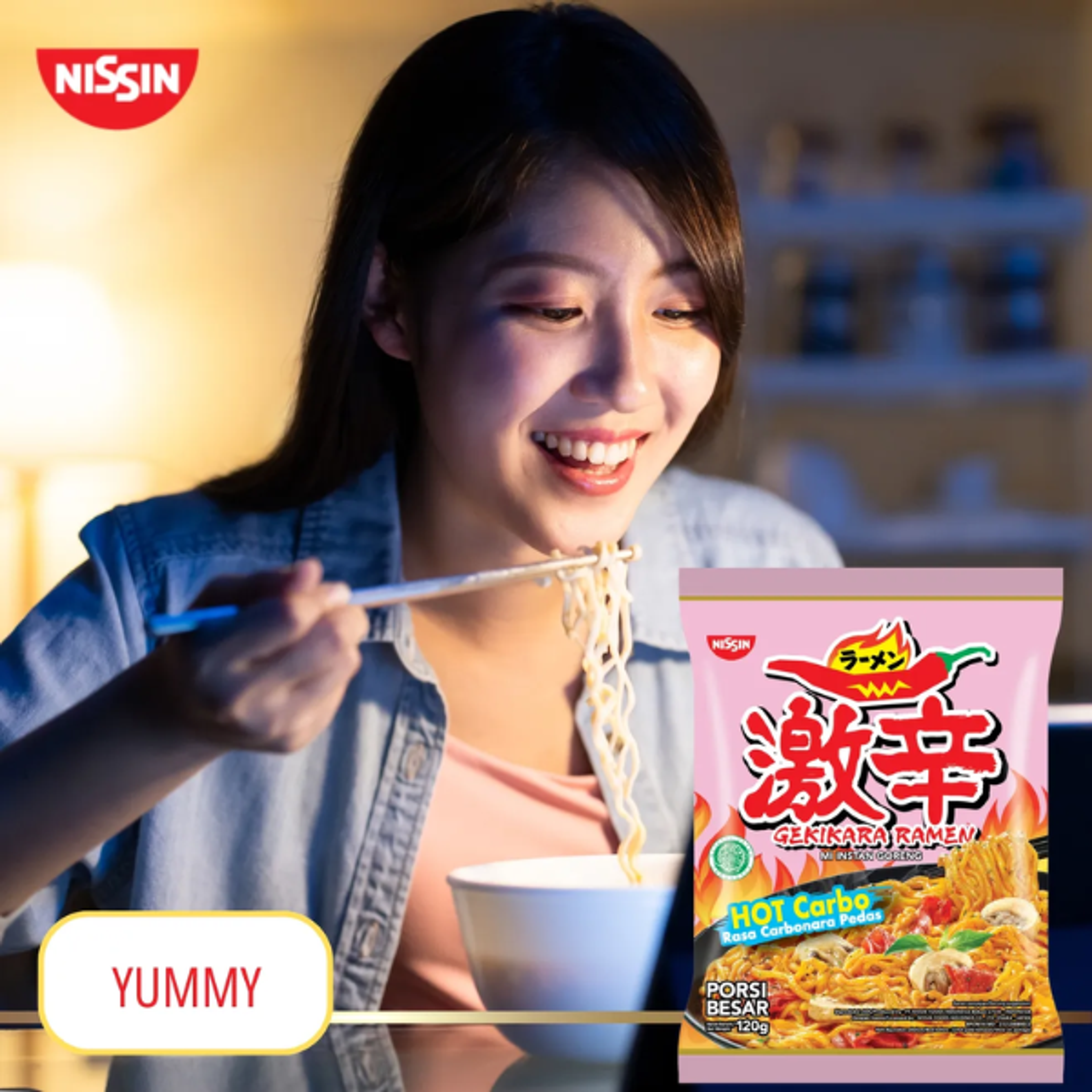 Nissin Gekikara Ramen Hot Carbonara 120g - Spicy Carbonara Ramen