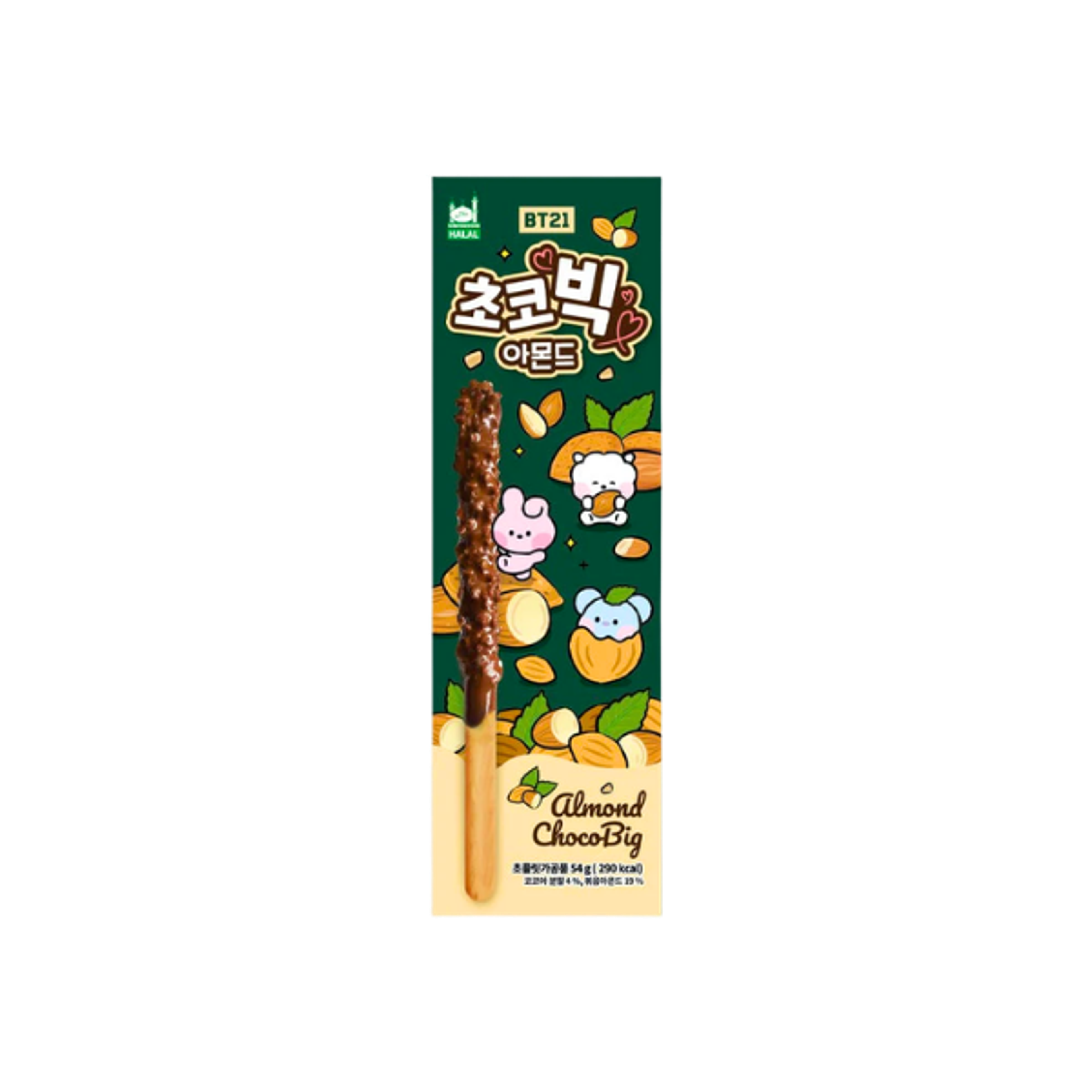 BT21 Choco Big Almond 54g | Schokoladenstick mit Mandeln