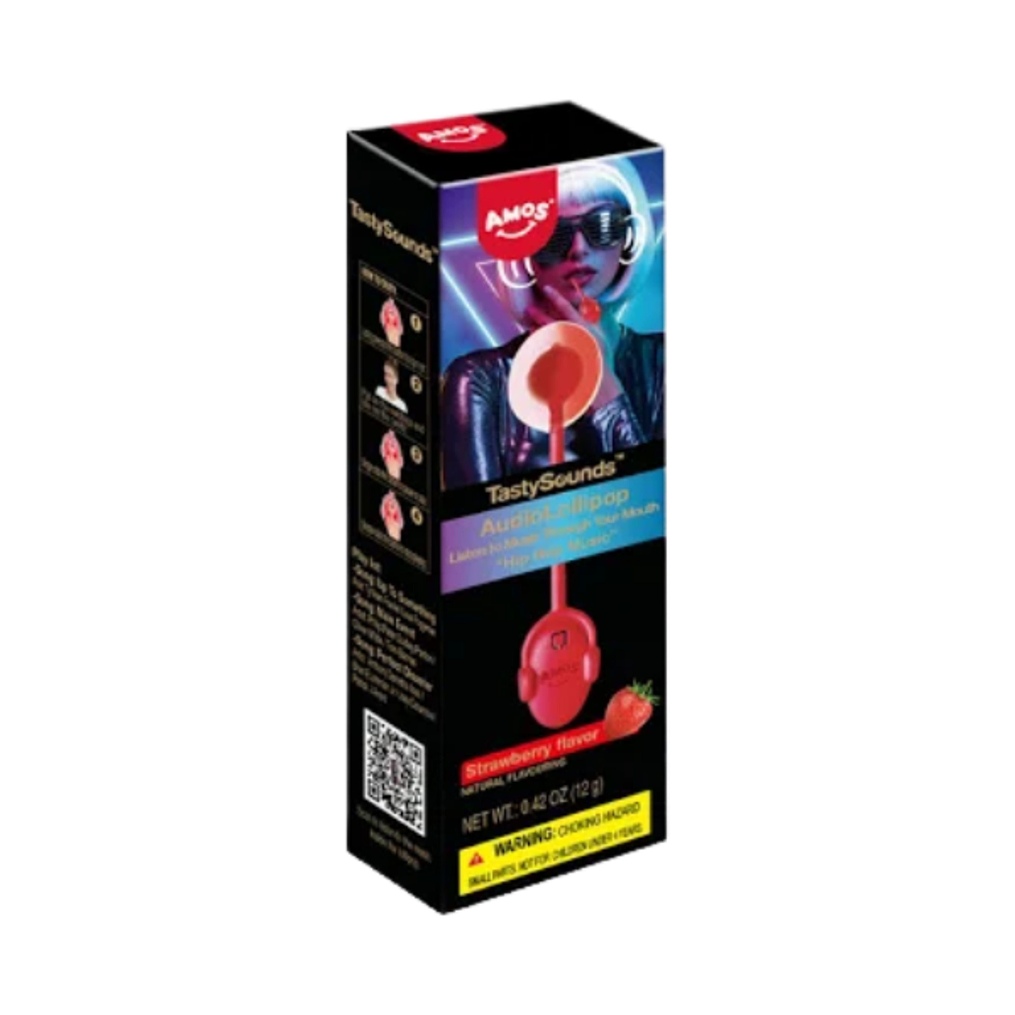 AMOS TastySounds Audio Lollipop 12 g | Strawberry mit K-Pop Sound