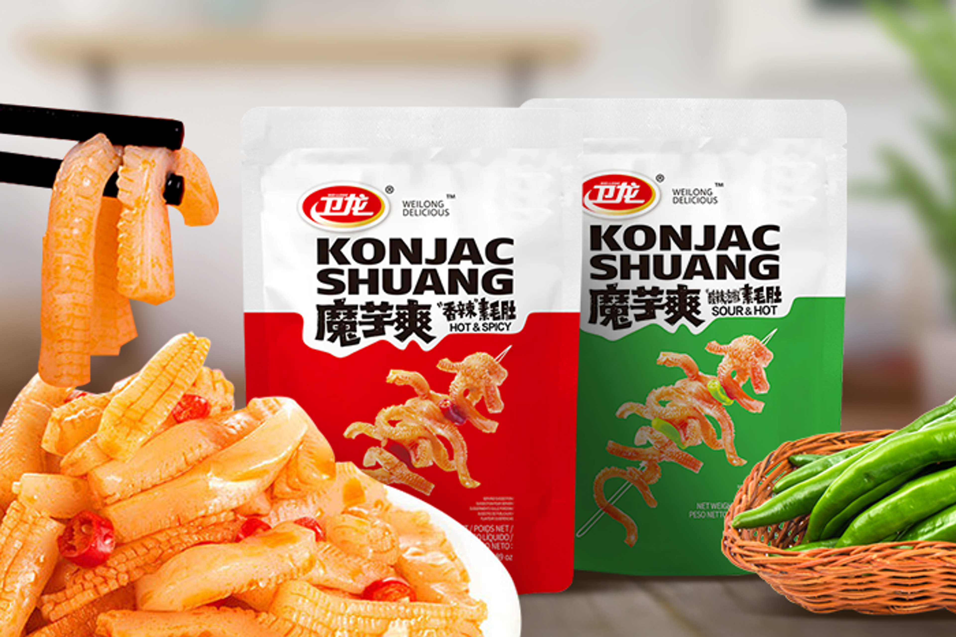 Ein Bissen Wei Long Konjac Shuang Sauer & Scharf, bereit zum Verzehr