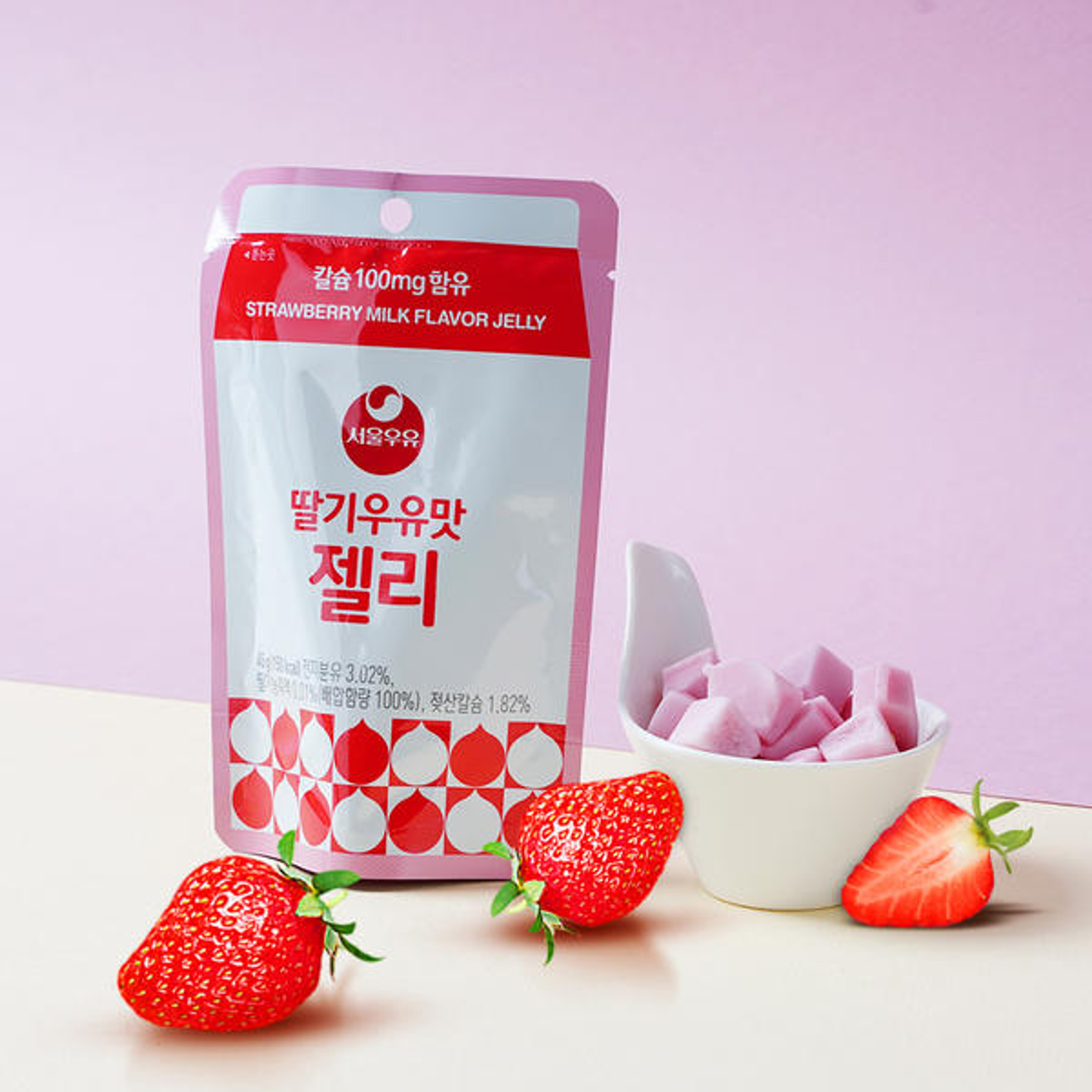 SEOUL MILK Erdbeer-Milch-Gelee 45g | Weiche Fruchtgummis mit cremigem Erdbeer-Milchgeschmack