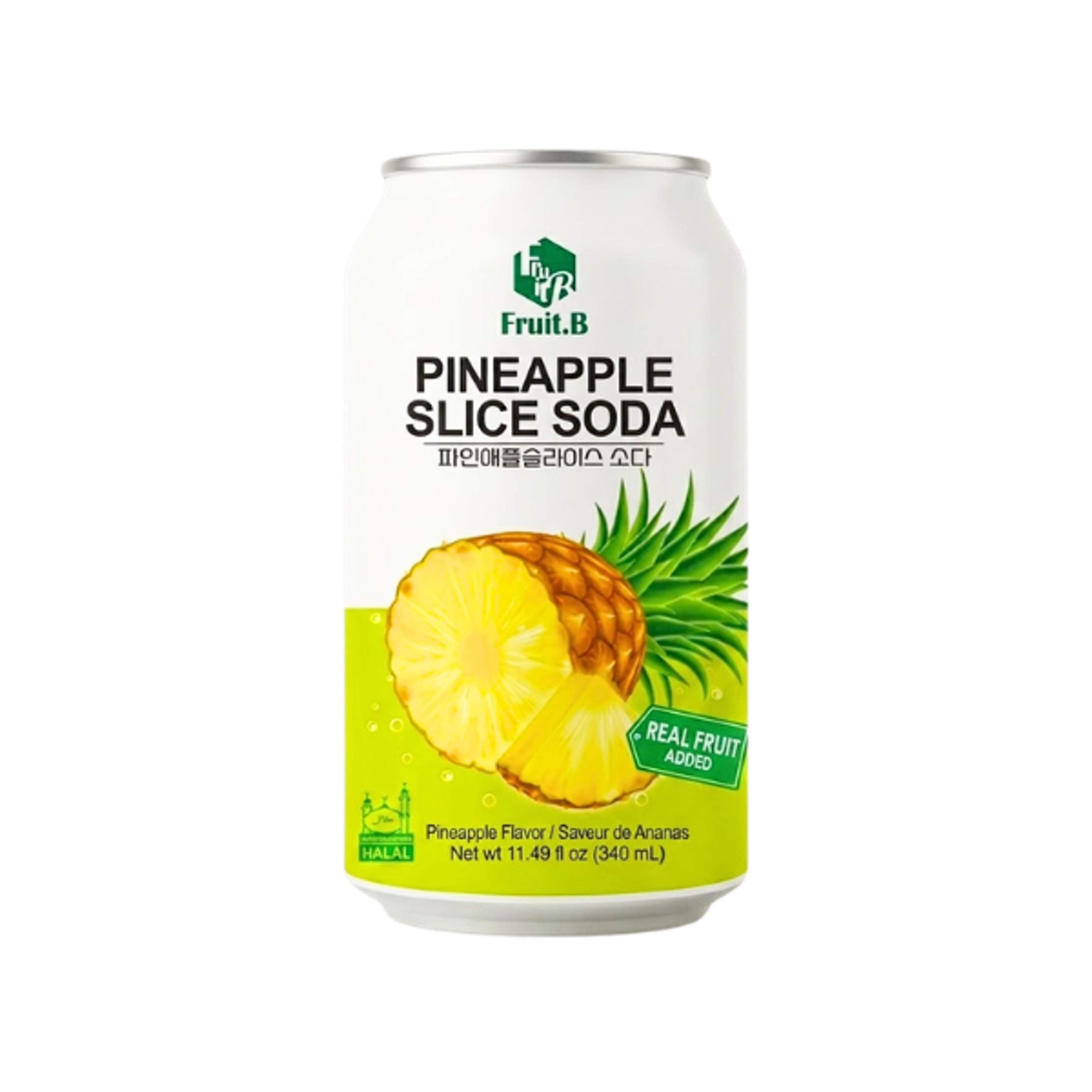 FRUIT.B Pineapple Slice Soda 340ml | Koreanische Ananas-Limonade mit echter Ananasscheibe