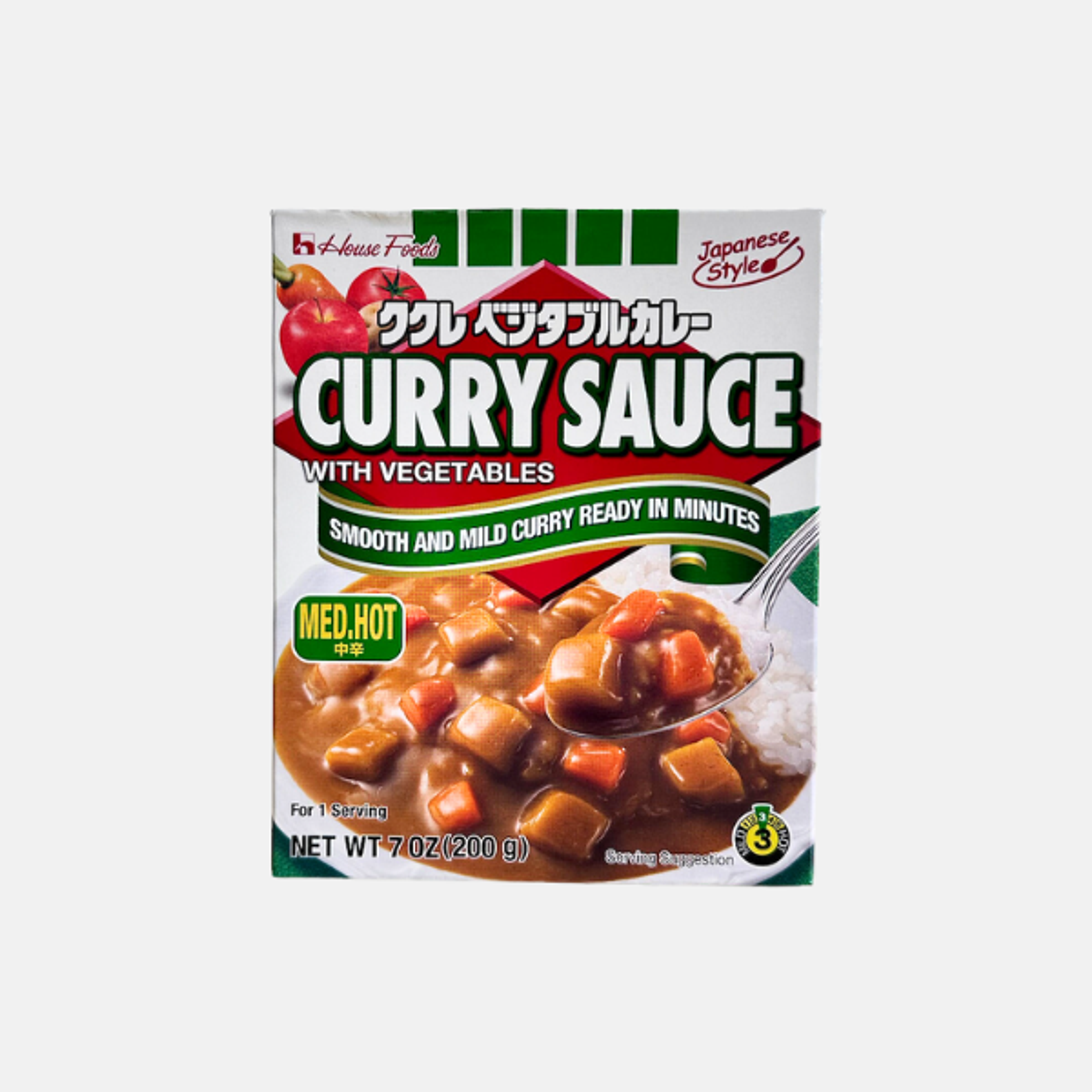 HOUSE FOODS Curry Sauce with Vegetables 200g – Medium Hot, Ready in Minutes