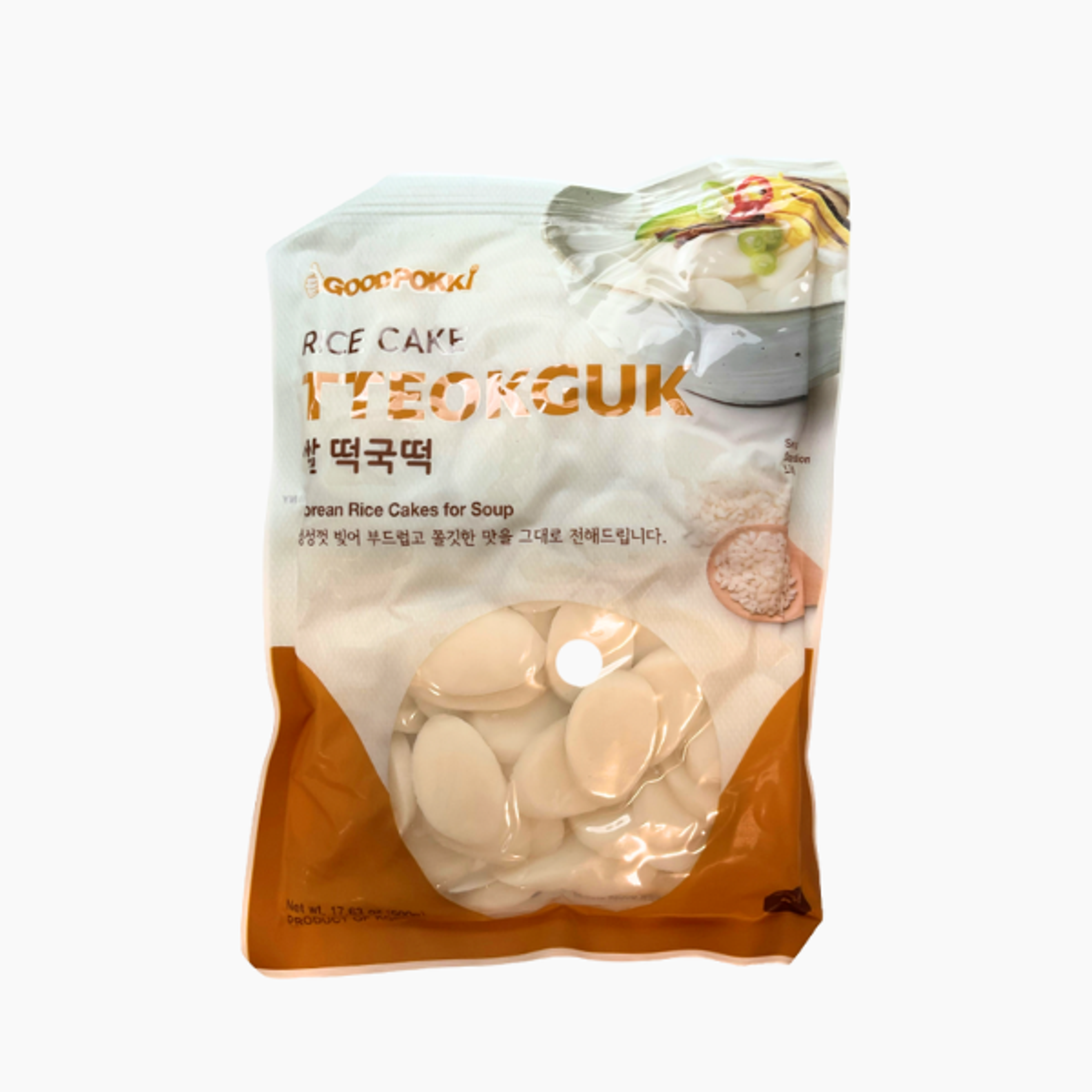 GOODPOKKI Reiskuchen Suppe 500g – Zarte Tteok für koreanische Küche