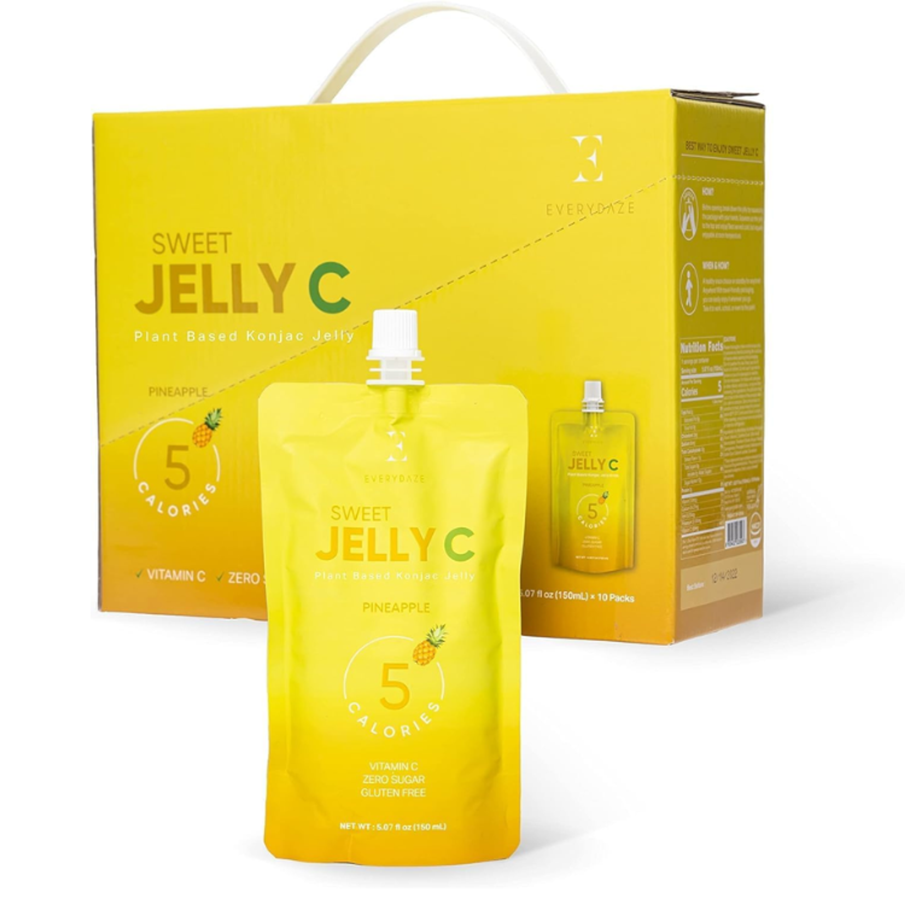 EVERYDAZE Sweet C Konjac Jelly Ananas 150ml - Erfrischendes, zuckerfreies Getränk mit Vitamin C