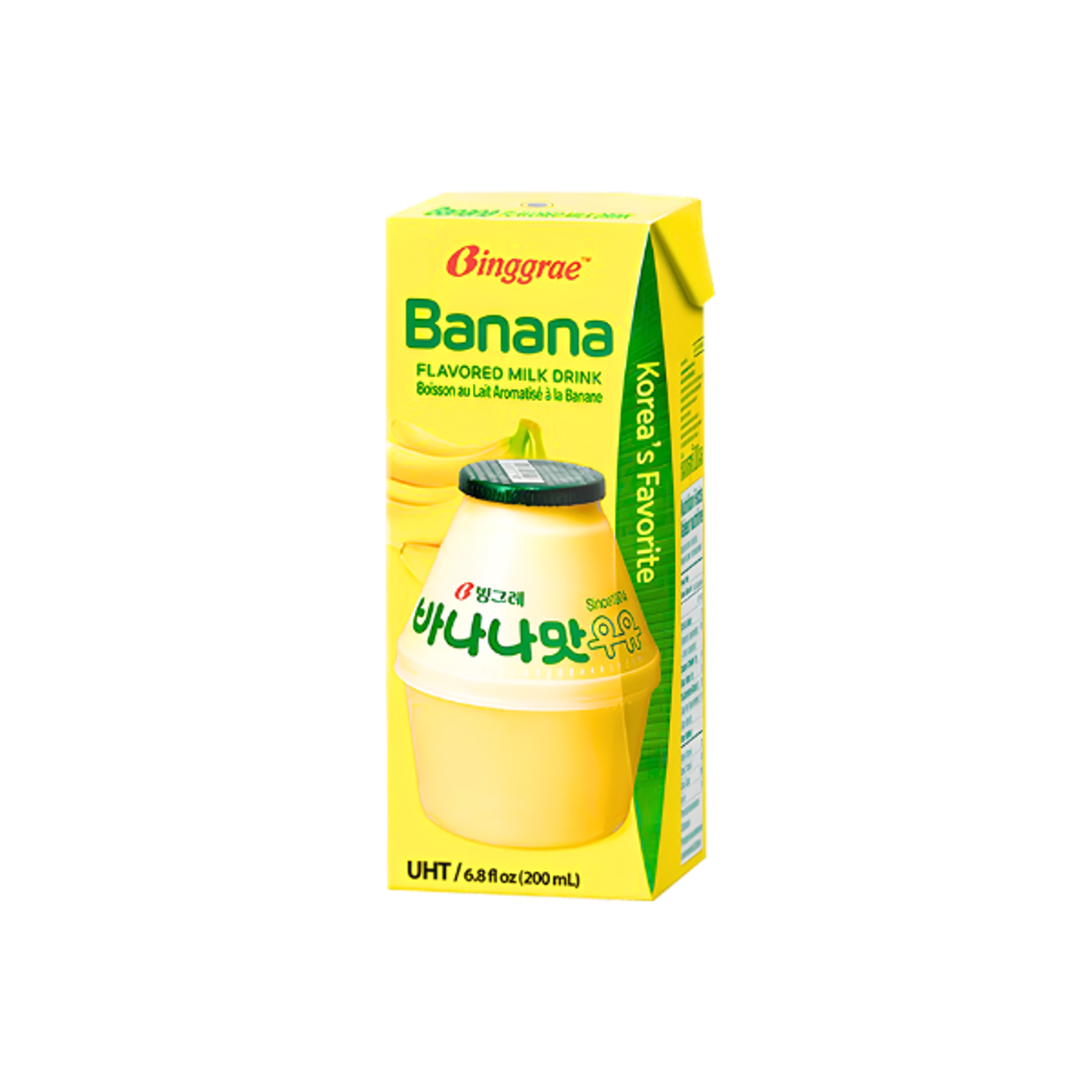 🍌🥛 Süß, cremig & kultig – BINGGRAE Banana Milk  BINGGRAE Banana Milk gehört zu den bekanntesten Getränken Koreas und ist seit Jahrzehnten ein echter Klassiker. Die Kombination aus cremiger Milch und süßem Bananengeschmack sorgt für ein besonders mildes und angenehm fruchtiges Geschmackserlebnis.  Der Milchdrink ist in Korea als beliebter Snack für zwischendurch bekannt und wird sowohl von Kindern als auch von Erwachsenen gerne getrunken. Dank der praktischen 200ml Packung eignet er sich perfekt für unterwegs, für die Schule oder als kleine süße Pause im Alltag.  Ob gut gekühlt direkt aus der Packung oder als Begleitung zu Desserts – dieser Bananen-Milchdrink bringt ein Stück koreanischer Snackkultur zu dir nach Hause.  💡 Tipp: Gut gekühlt genießen – so kommt der cremige und süße Bananengeschmack besonders gut zur Geltung.  Verwendung & Serviervorschläge  🥛 Gekühlt als cremiger Milchdrink genießen 🍌 Perfekt als süßer Snack für zwischendurch 🧁 Ideal zu Desserts oder süßen Snacks 🥤 Praktisches Getränk für unterwegs oder eine kurze Pause