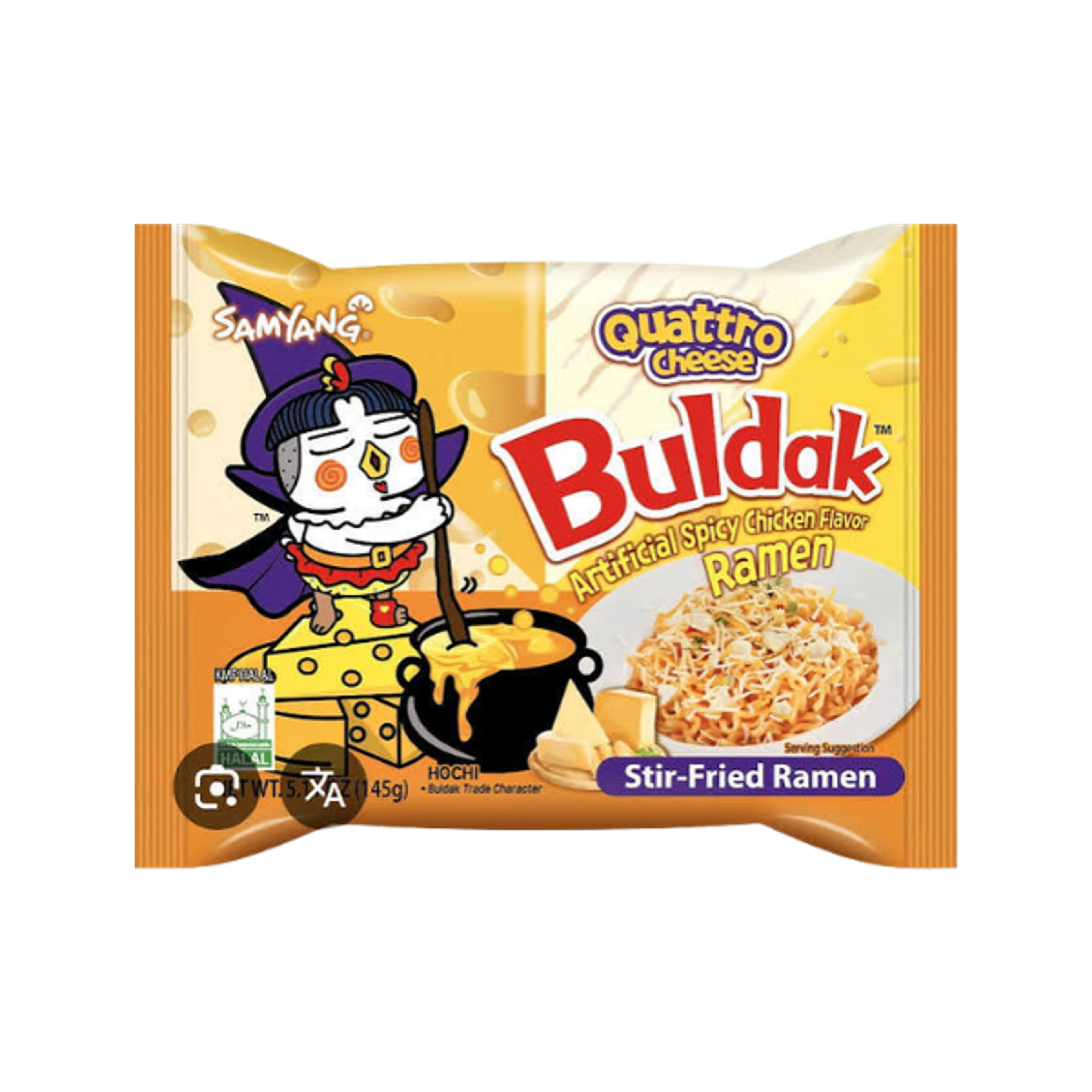 SAMYANG Buldak 4 Cheese Ramyeon 4er Pack | Vierfach-Käse trifft auf koreanische Feuer-Nudeln