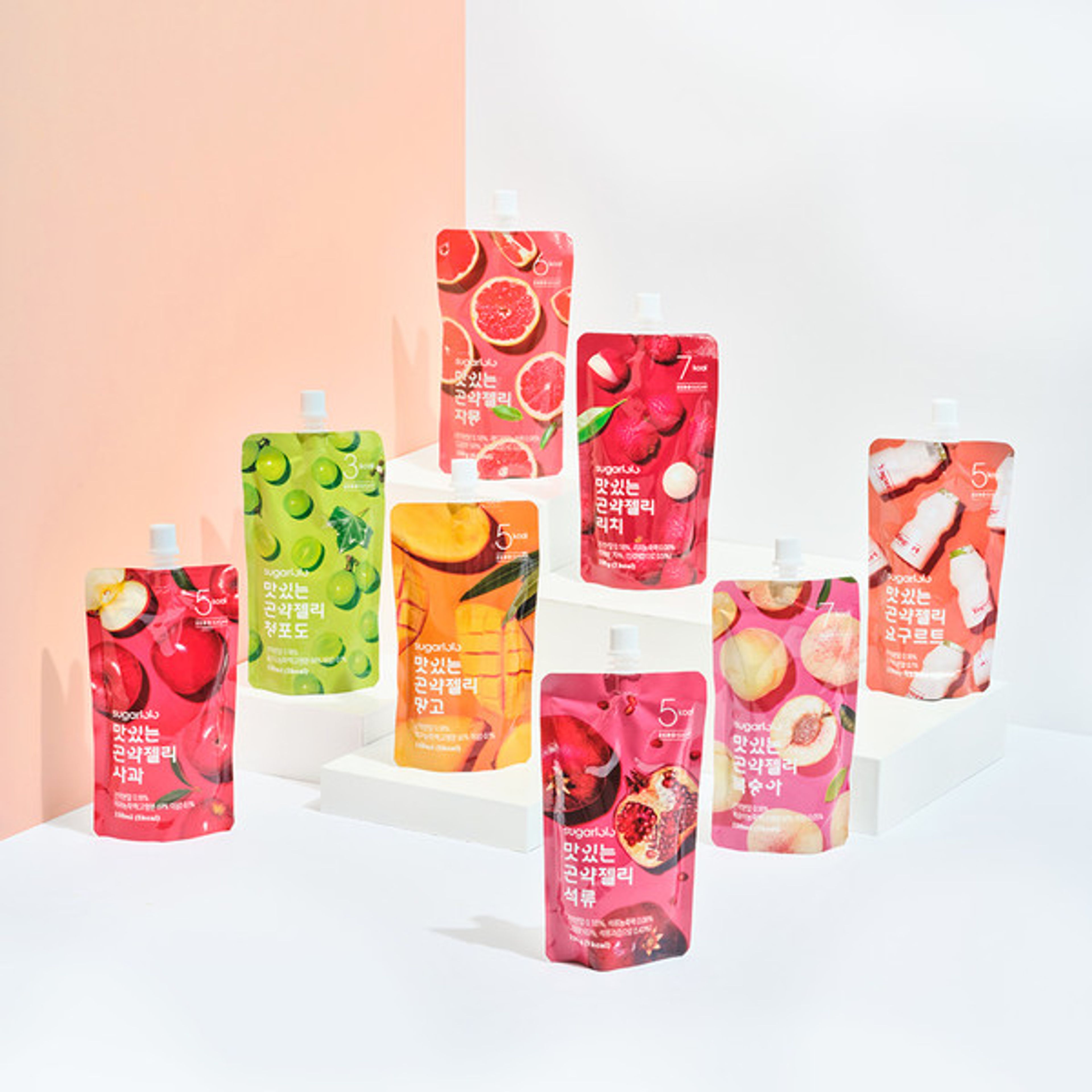 Auswahl an Konjac Jelly Geschmacksrichtungen.