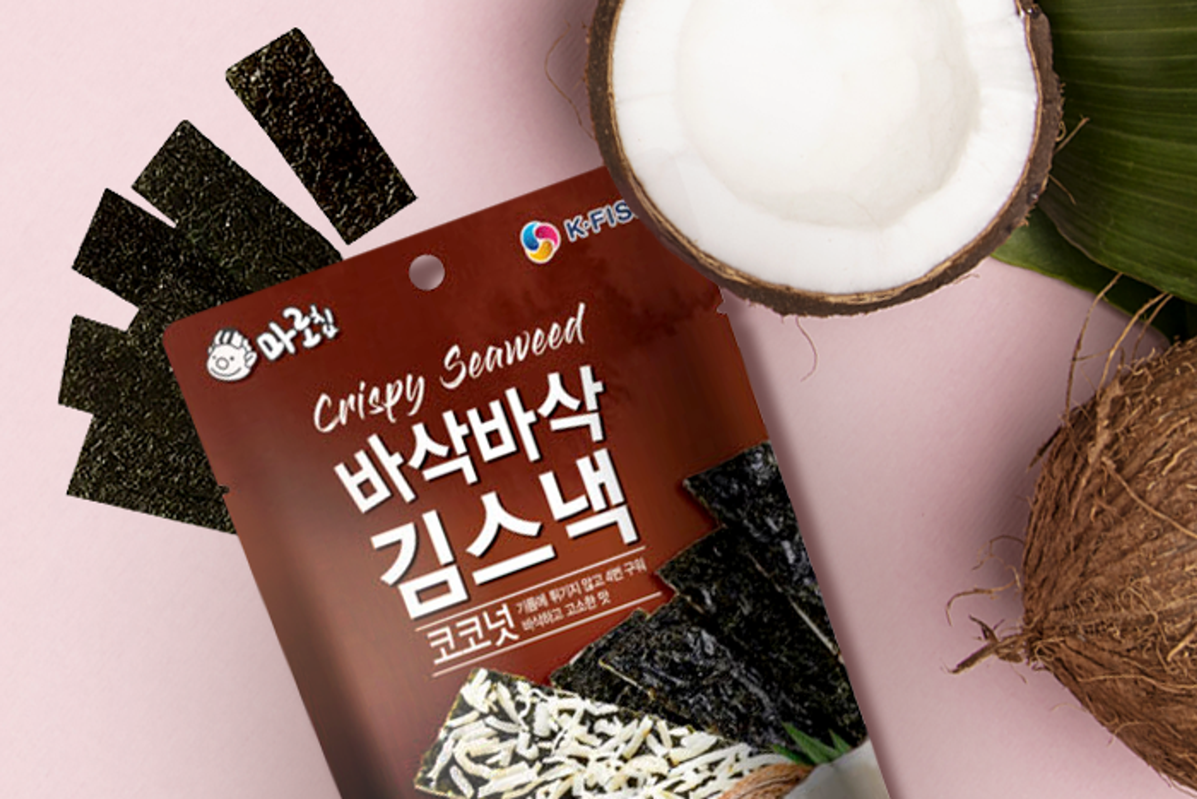 K-FISH Crispy Seaweed Coconut als Teil einer gesunden Snack-Auswahl