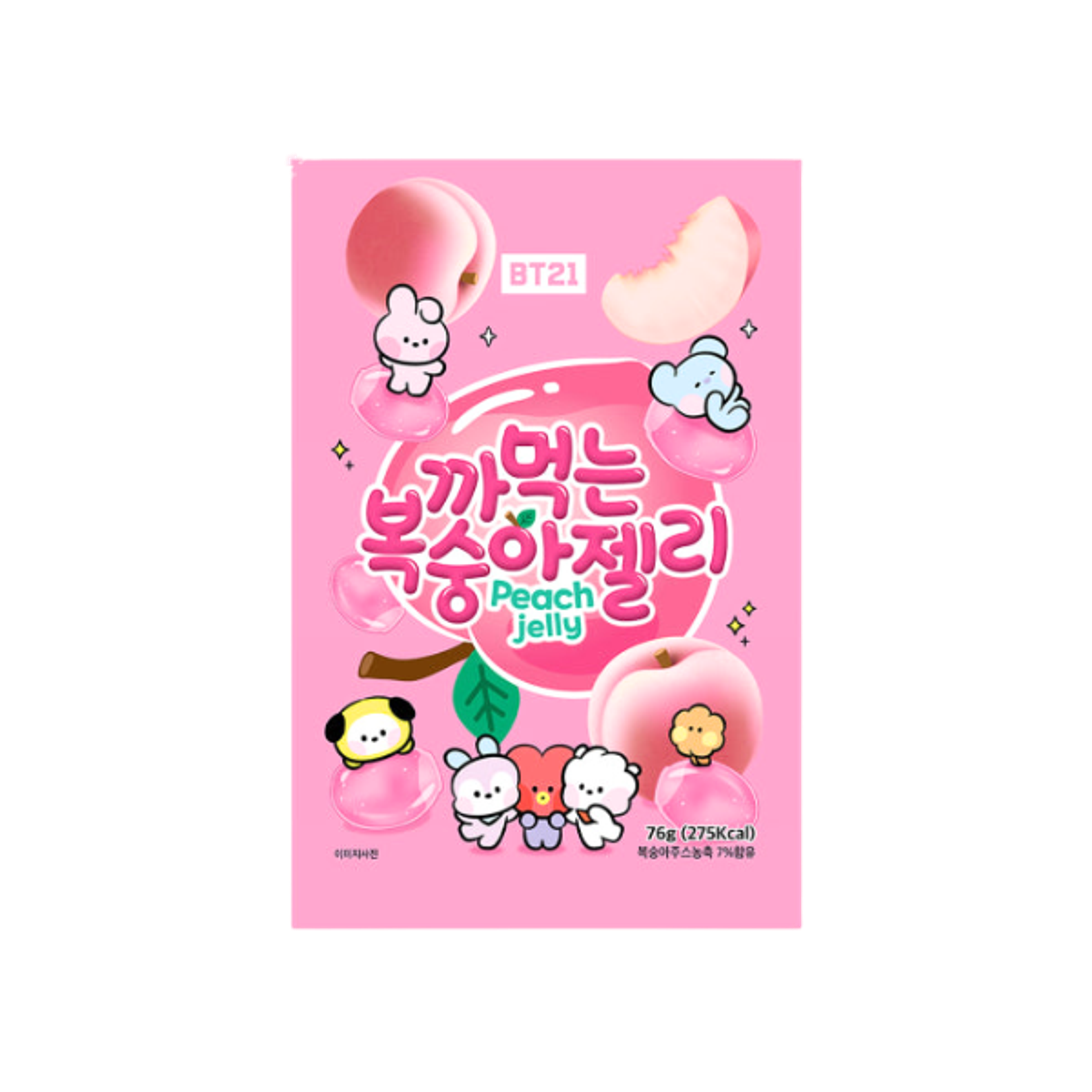 BT21 Peach Peeling Jelly 76g | Gefüllte Pfirsich-Jellys mit BT21 Design