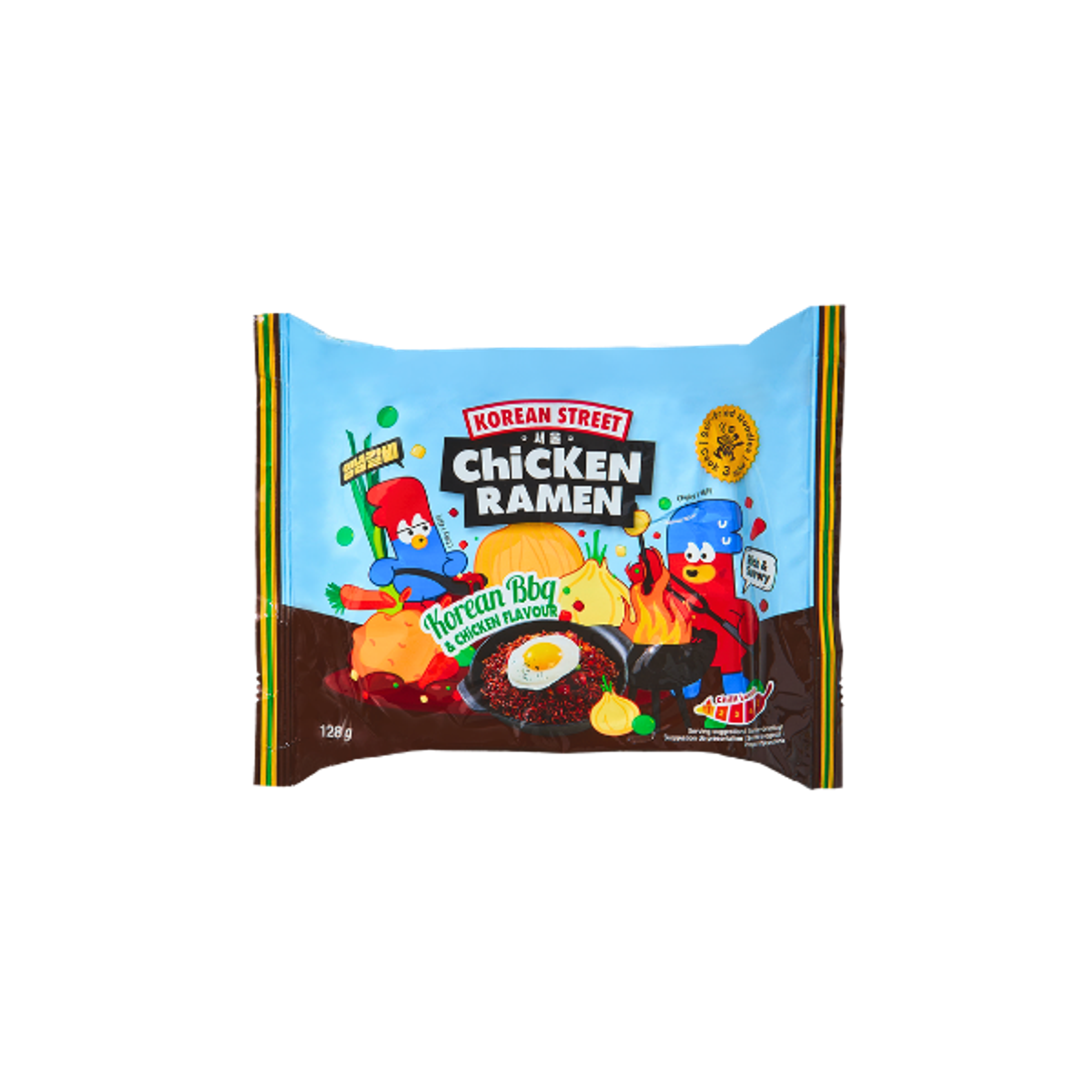 KOREAN STREET Korean BBQ & Chicken Flavour Ramen 128g | Smoky Instant Noodles