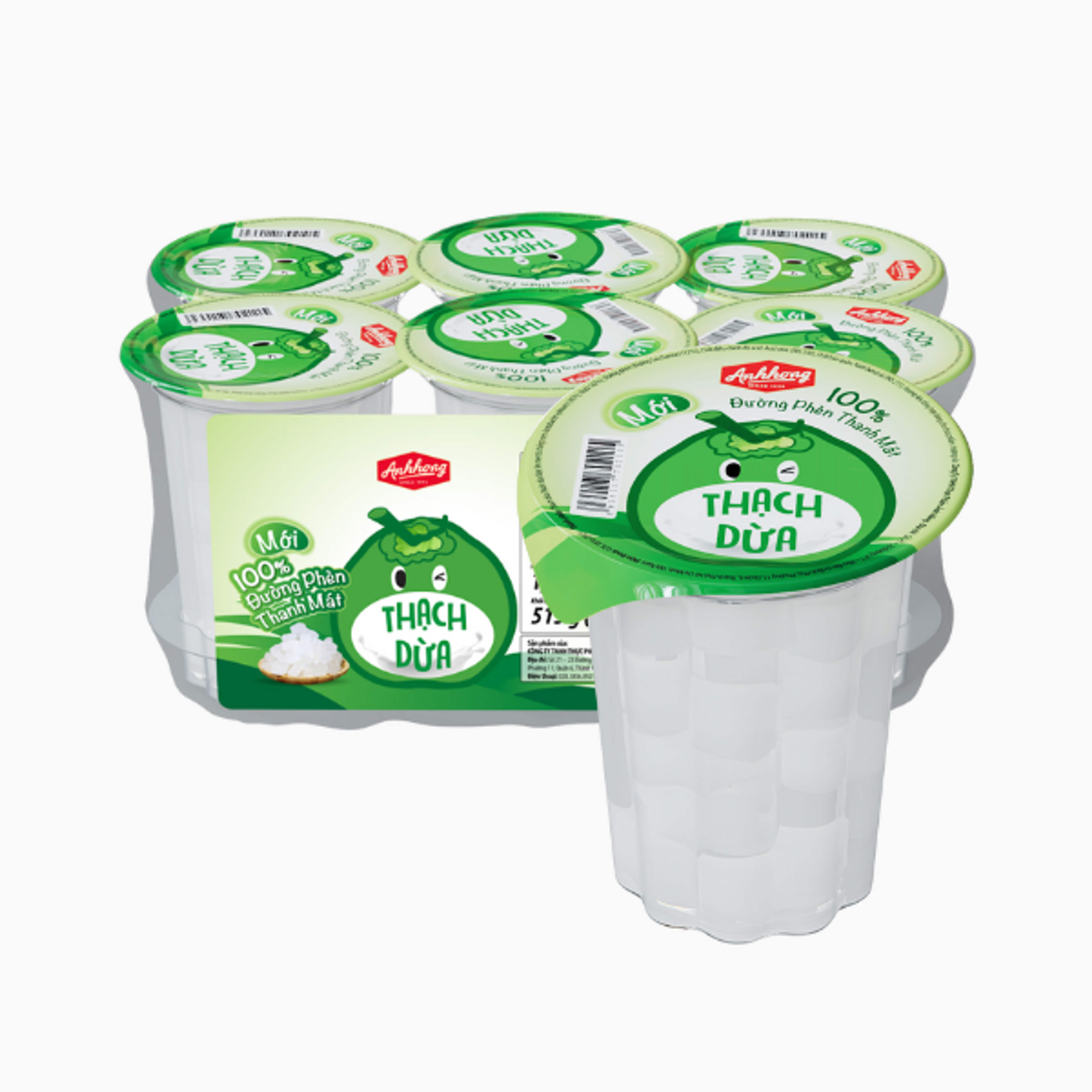 ANHHONG Nata de Coco Original 90 g | Kokosnuss-Gelee Cups im klassischen Style