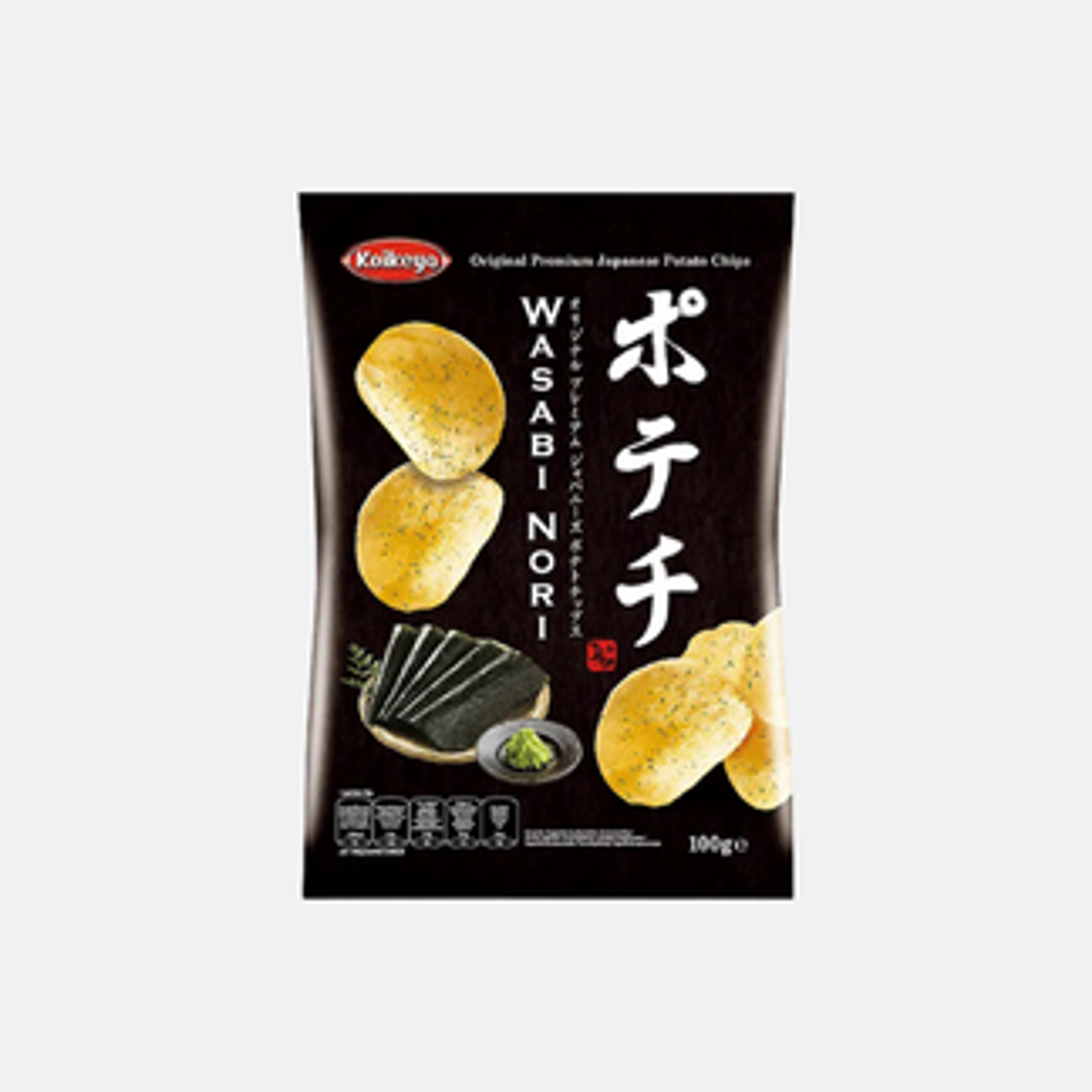 Koikeya Kartoffelchips Wasabi Nori 100g - Japanischer Snack mit Wasabi und Seetang Aroma