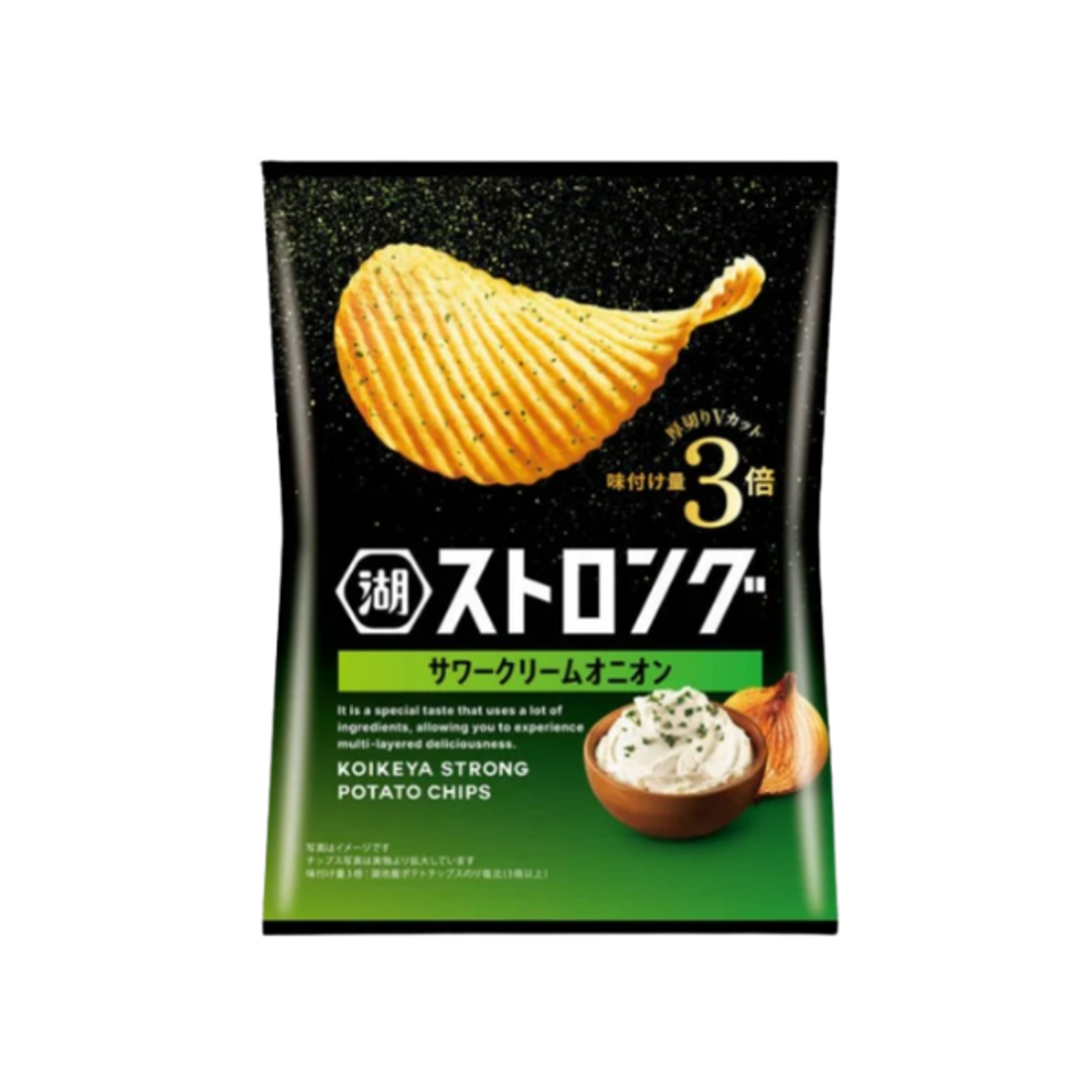 KOIKEYA Strong Potato Chips Sour Cream & Onion 53 g | Japanische Premium-Chips mit kräftigem Sour-Cream-Aroma
