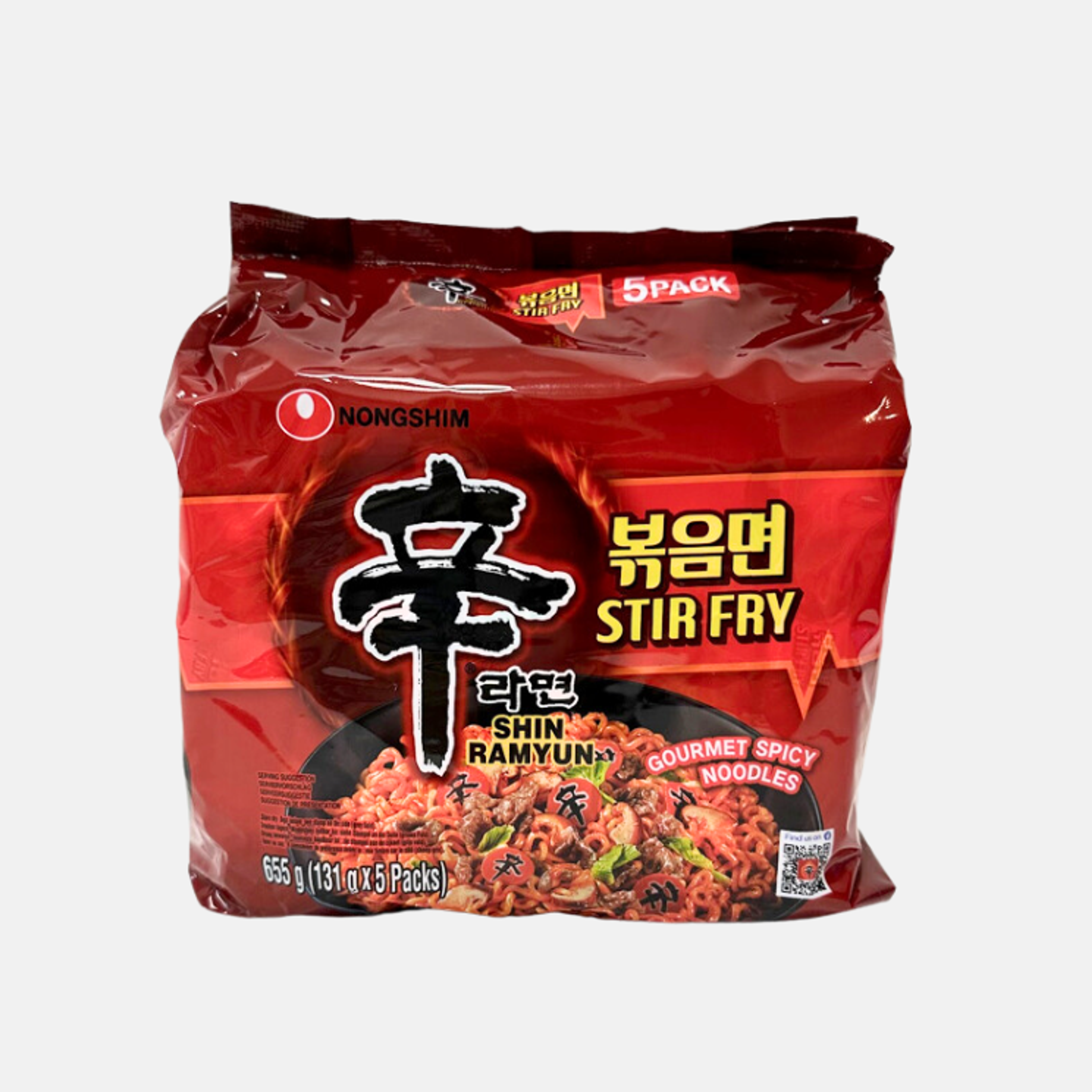 Nongshim Shin Ramyeon Stir Fry 5-Pack - Spicy Stir-Fried Instant Noodles with Intense Flavor