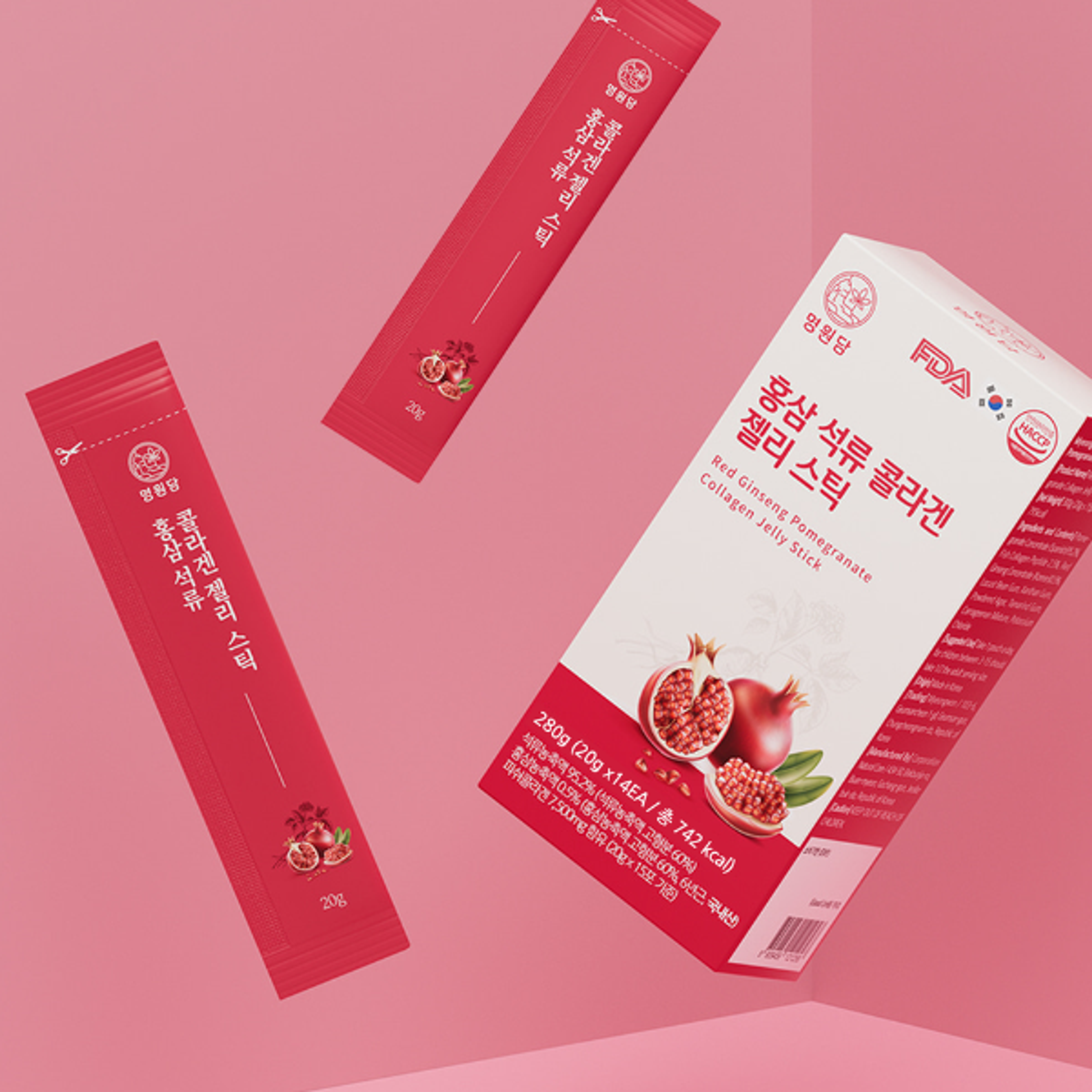 Myeongwon Pomegranate Ginseng Collagen Jelly 280g | Inner Beauty Korean Red Ginseng with Collagen & Hyaluronic Acid