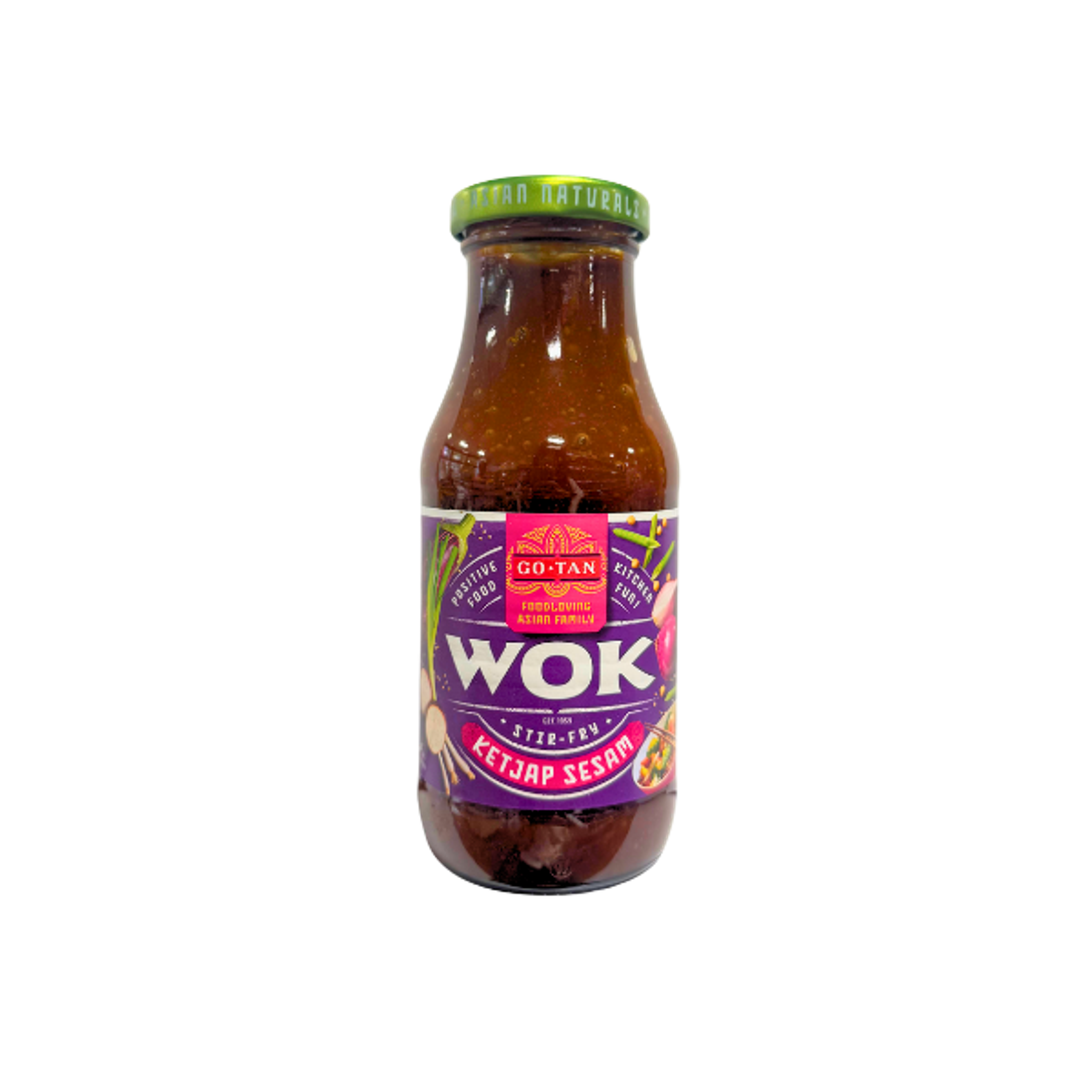 GO-TAN Wok Sauce Ketjap Sesam 240 ml | Pflanzenbasierte süß-würzige Woksoße mit Sojasauce & Sesam