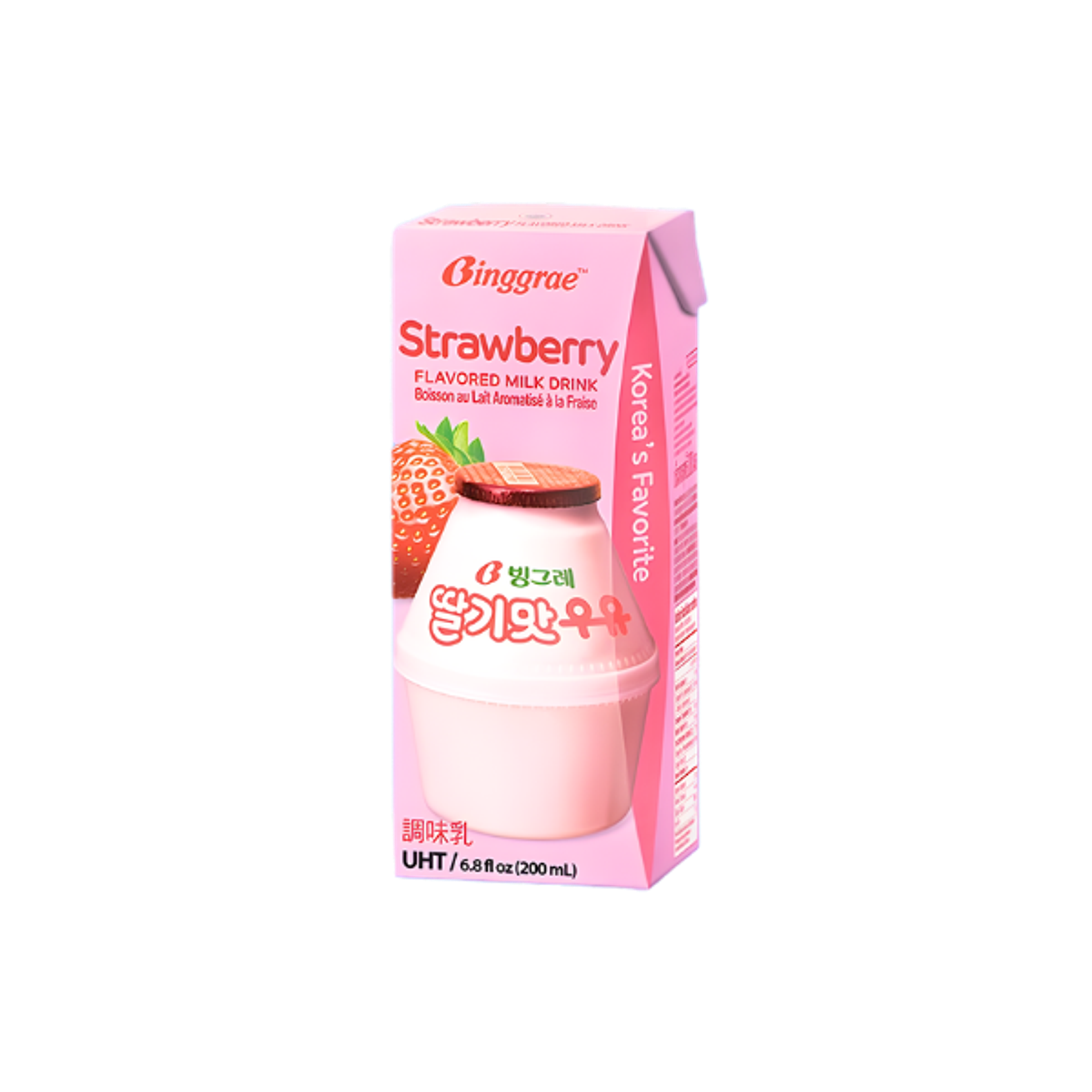BINGGRAE Strawberry Milk Drink 200ml | Koreanischer Erdbeer Milchdrink