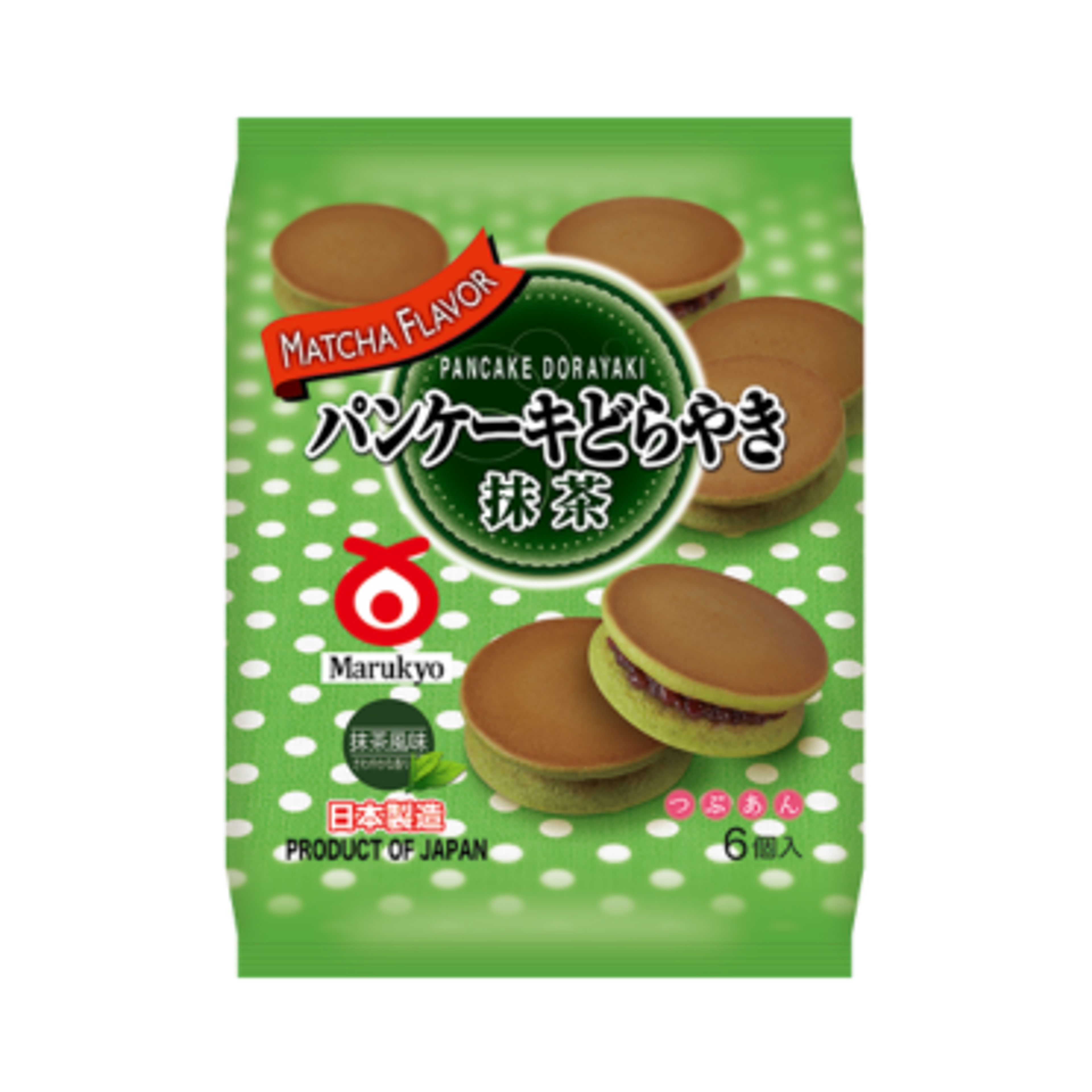 Marukyo Matcha Rote Bohnen Pancake Dorayaki - Japanische Pfannkuchen 6er 310g