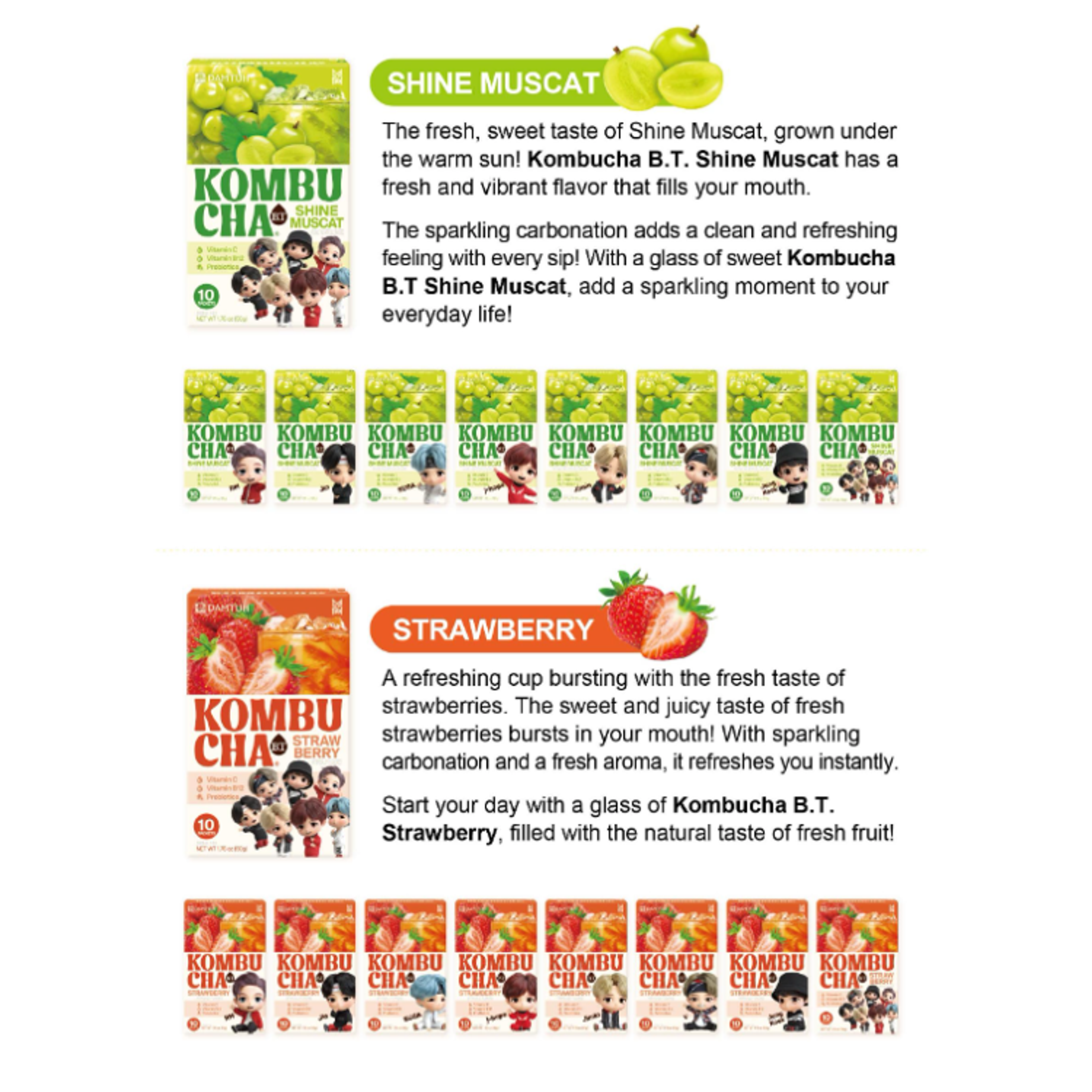 BTS X DAMTUH Kombucha Strawberry 10er Pack (50g)