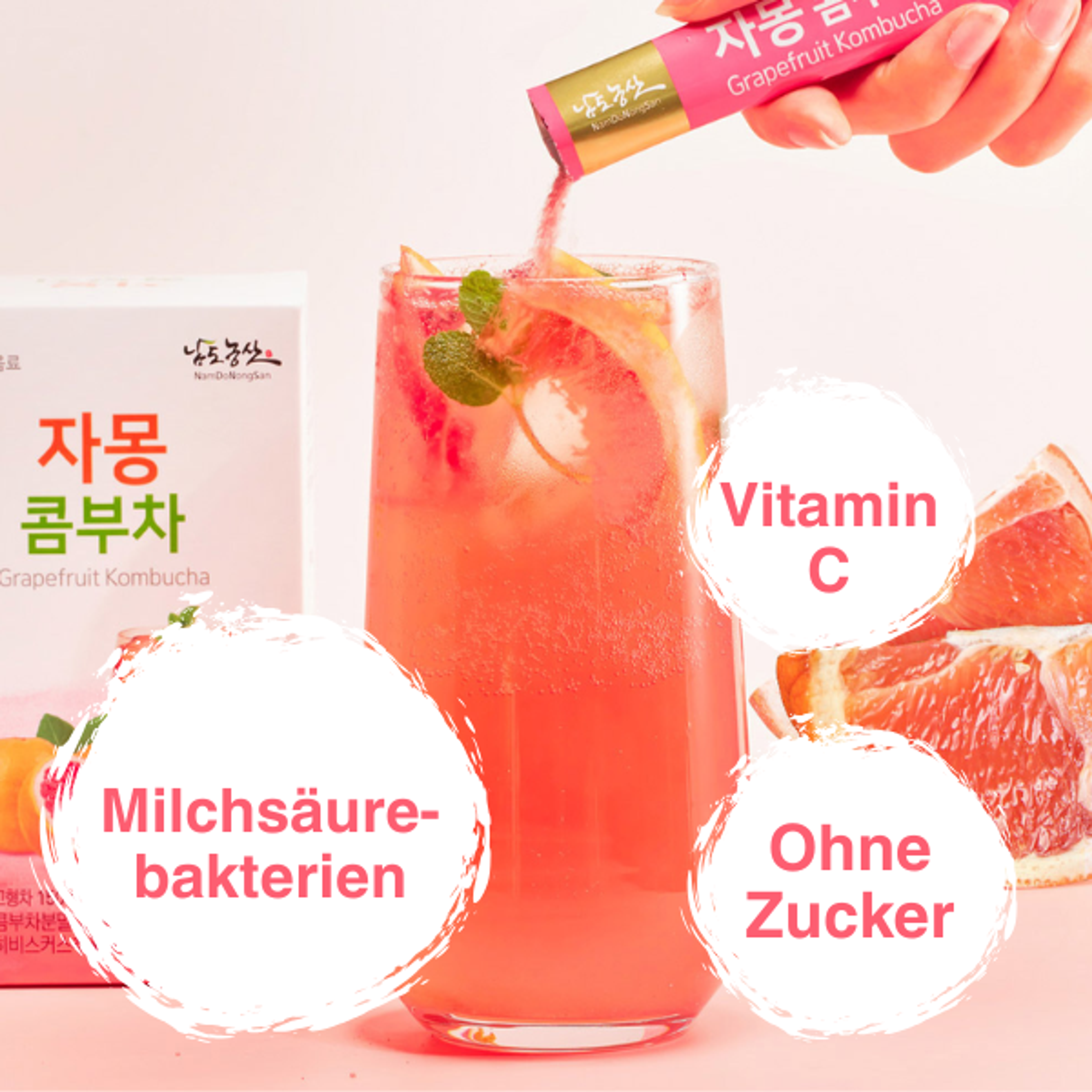 NAMDONONGSAN Grapefruit Kombucha Mix 5 g x 30 | Refreshing Grapefruit Kombucha Powder Drink