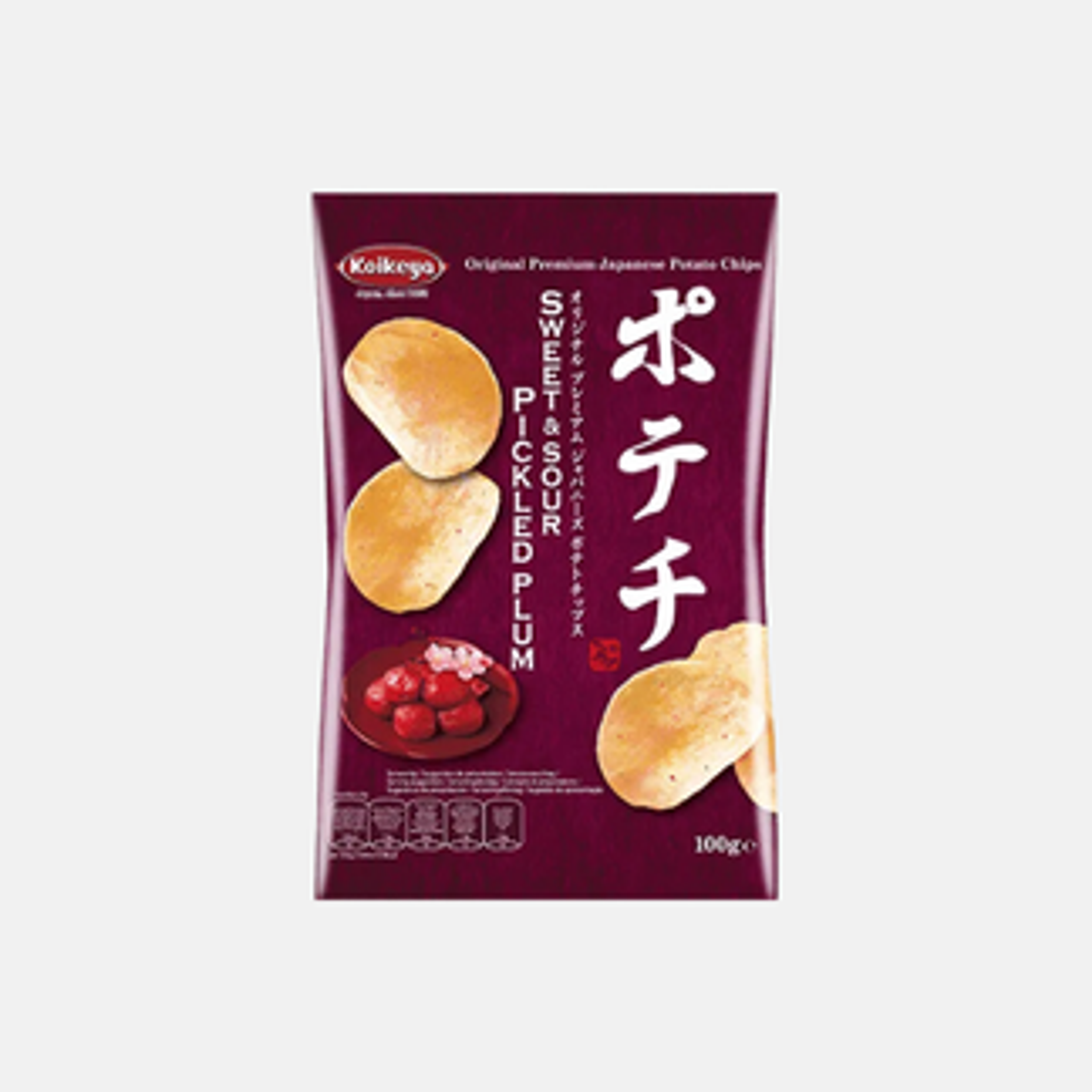 Koikeya-Kartoffelchips, süß-sauer eingelegte Pflaume, 100 g – japanischer Snack