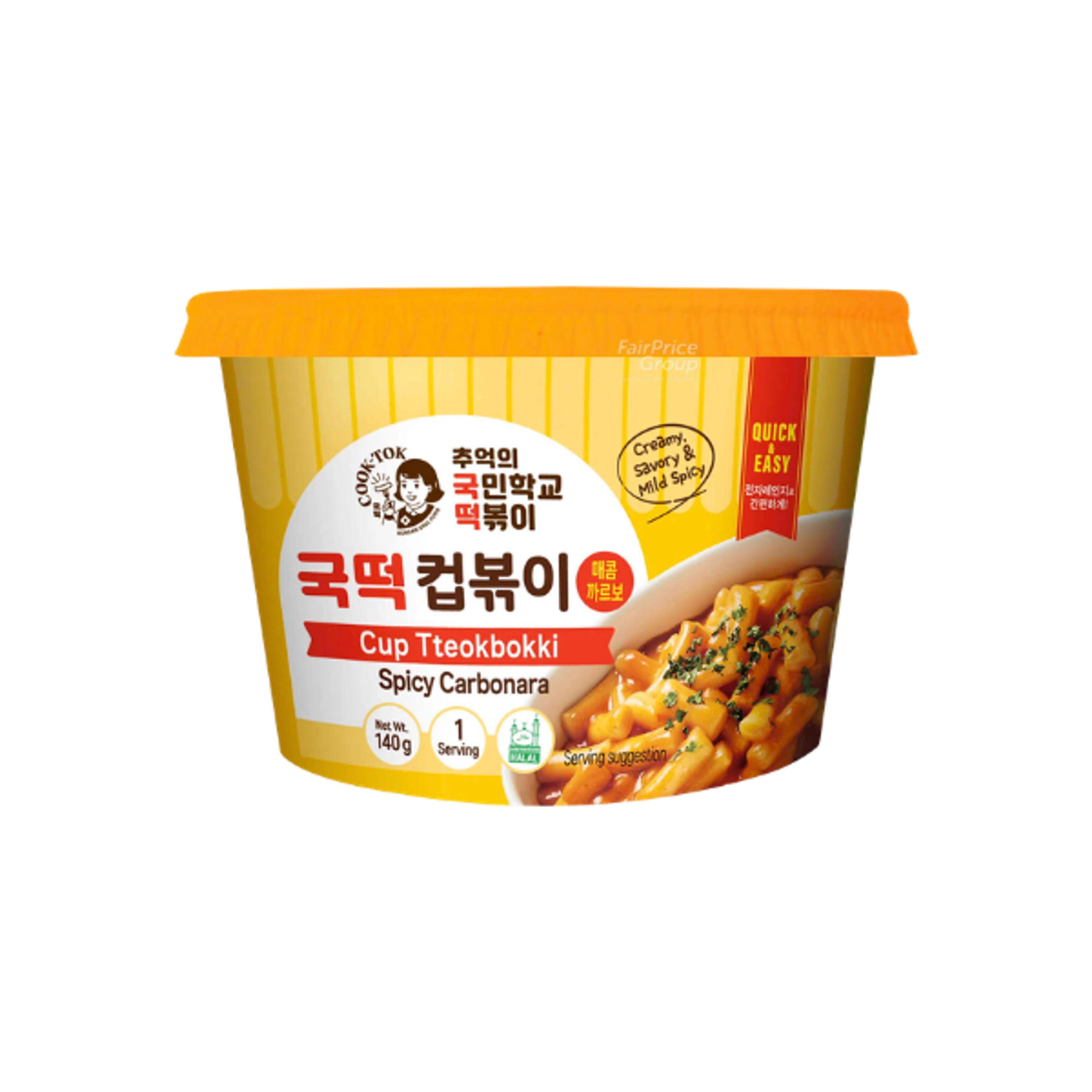 COOK-TOK Tteokbokki Carbo Cup 140g | Cremig & mild scharf, koreanischer Streetfood Snack
