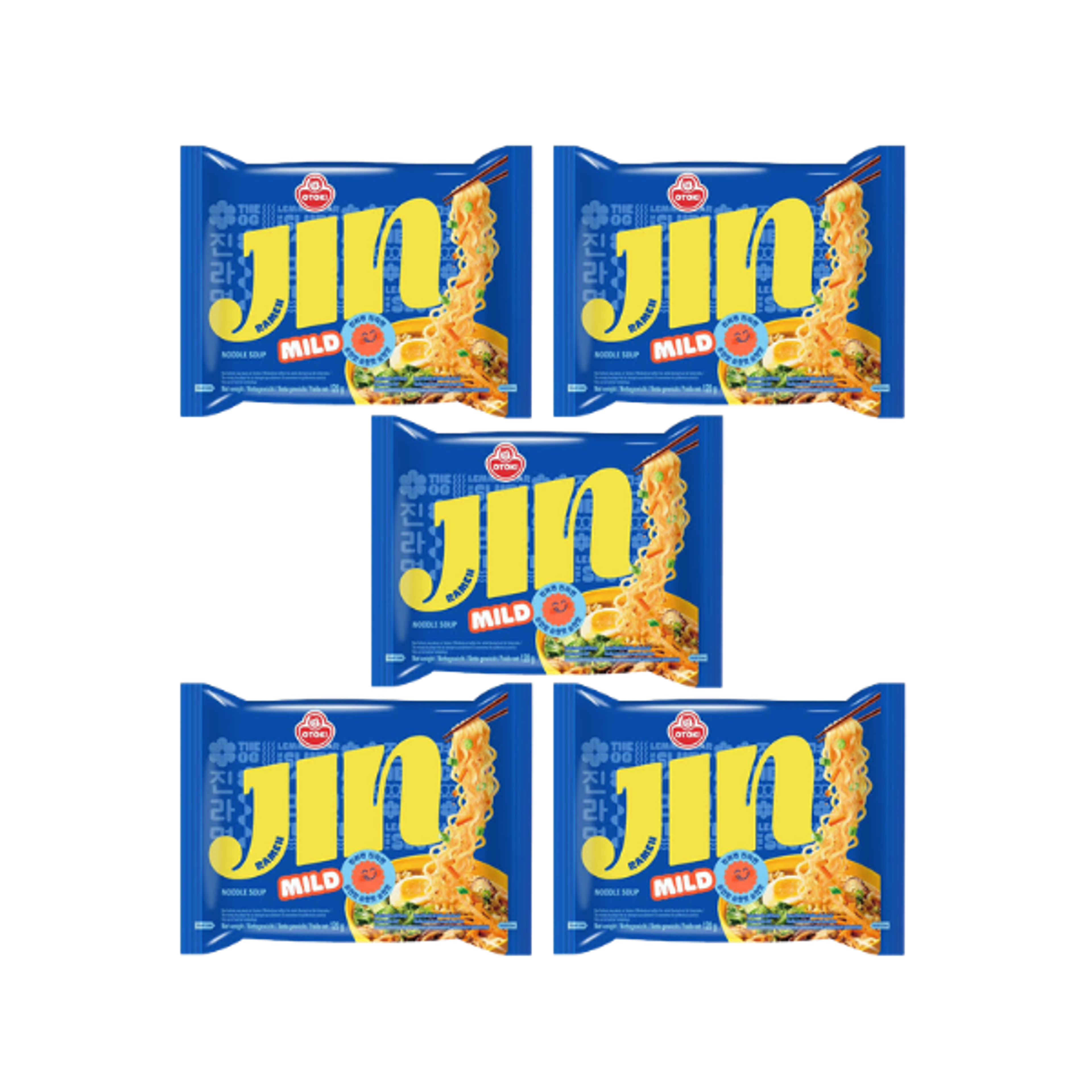 OTOKI Jin Ramen Mild 5er-Pack | Sanft-würzige Ramyeon mit exklusivem Jin-Sticker – K-Pop trifft Soulfood