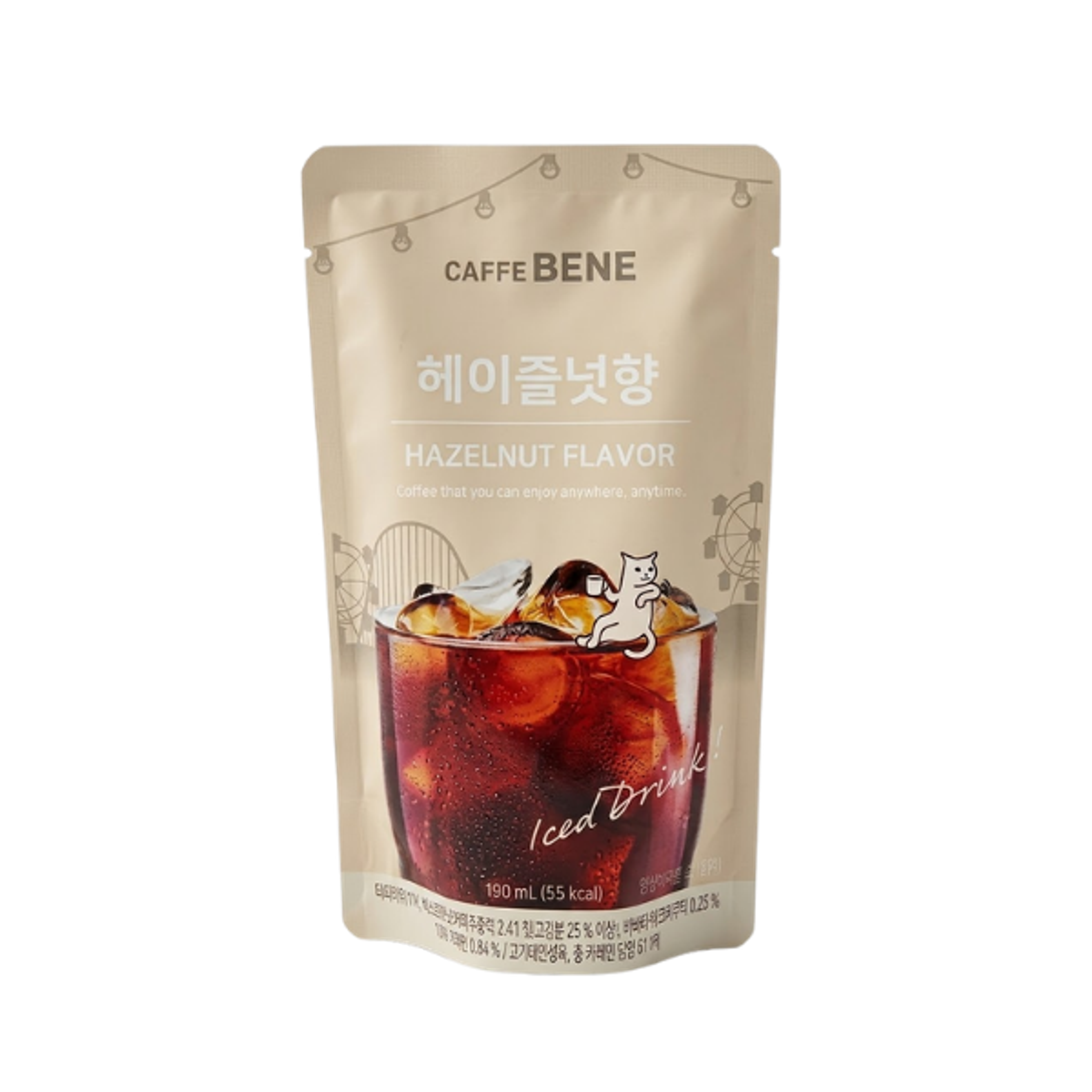 CAFFE BENE Hazelnut Coffee 190ml | Aromatischer koreanischer Eiskaffee mit Haselnussnote im Beutel