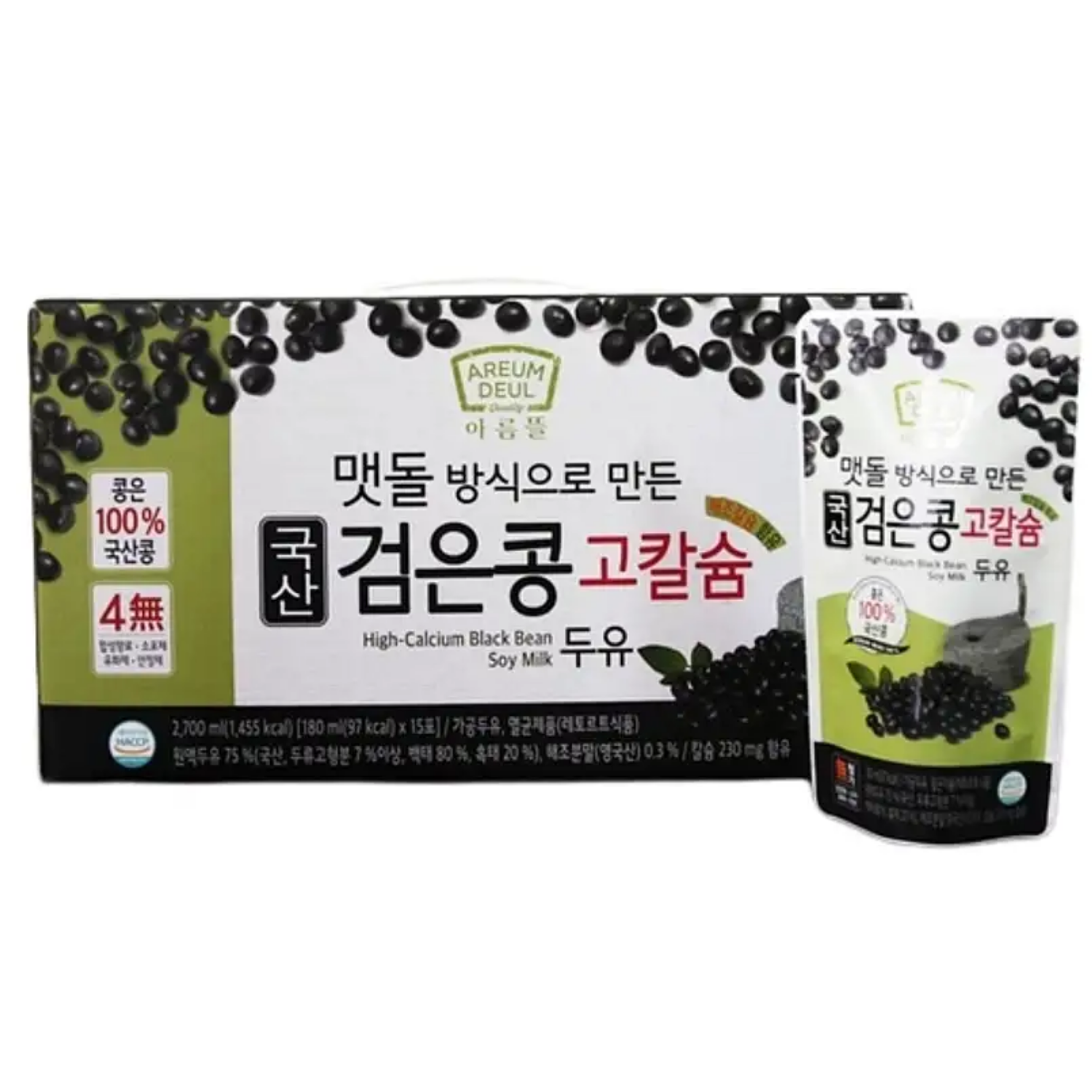 AREUMDEUL Schwarze Sojamilch 180ml | Hoher Calciumgehalt & ohne Zusatzstoffe