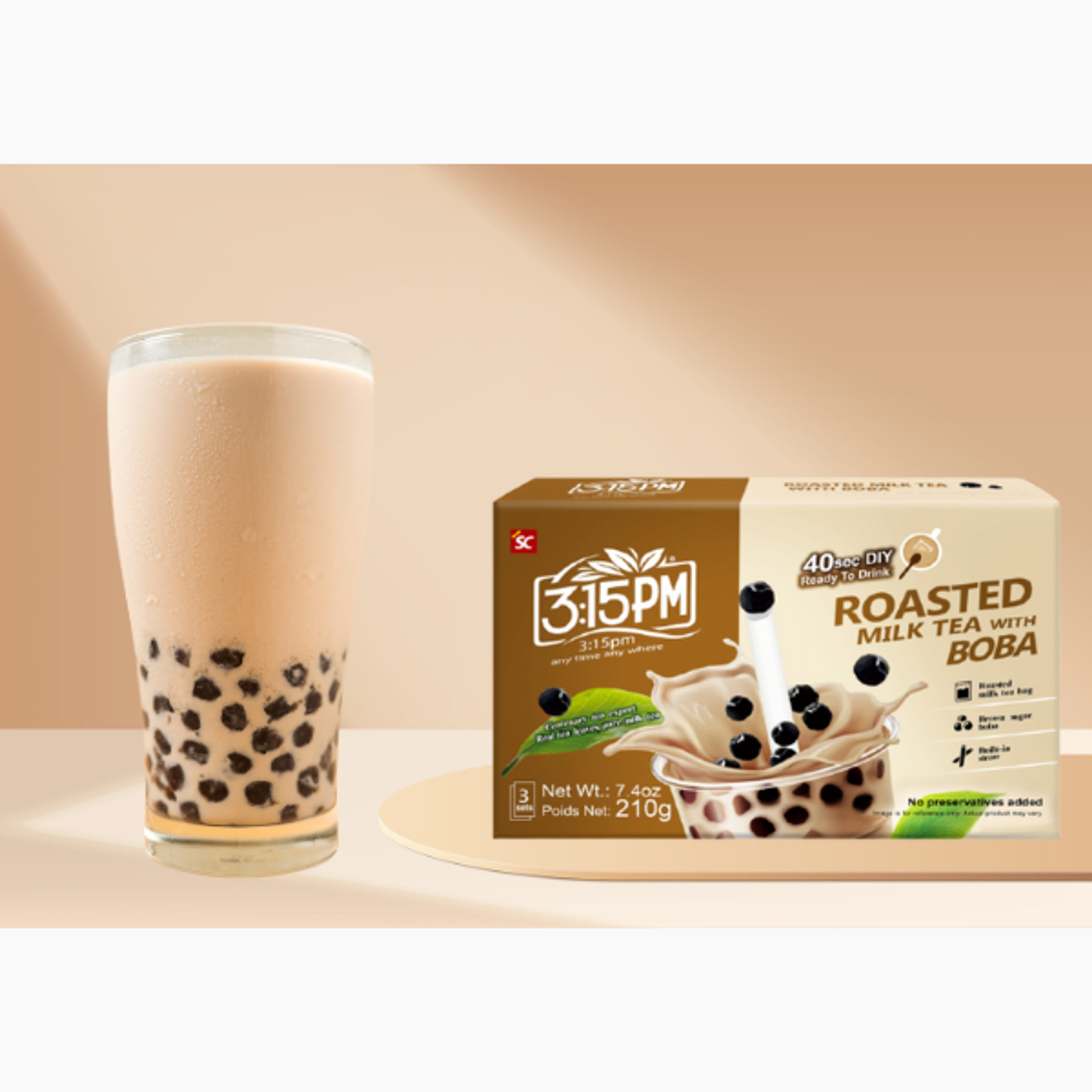 3:15PM Roasted Milk Tea with Boba 3er 210g – Cremiger Milchtee mit Tapioka