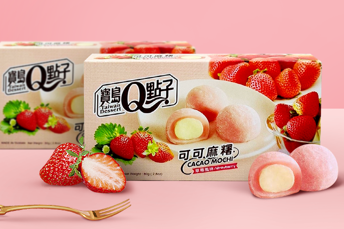 Taiwan Dessert Mico Mochi Strawberry 80g Verpackung, lebhaft und einladend