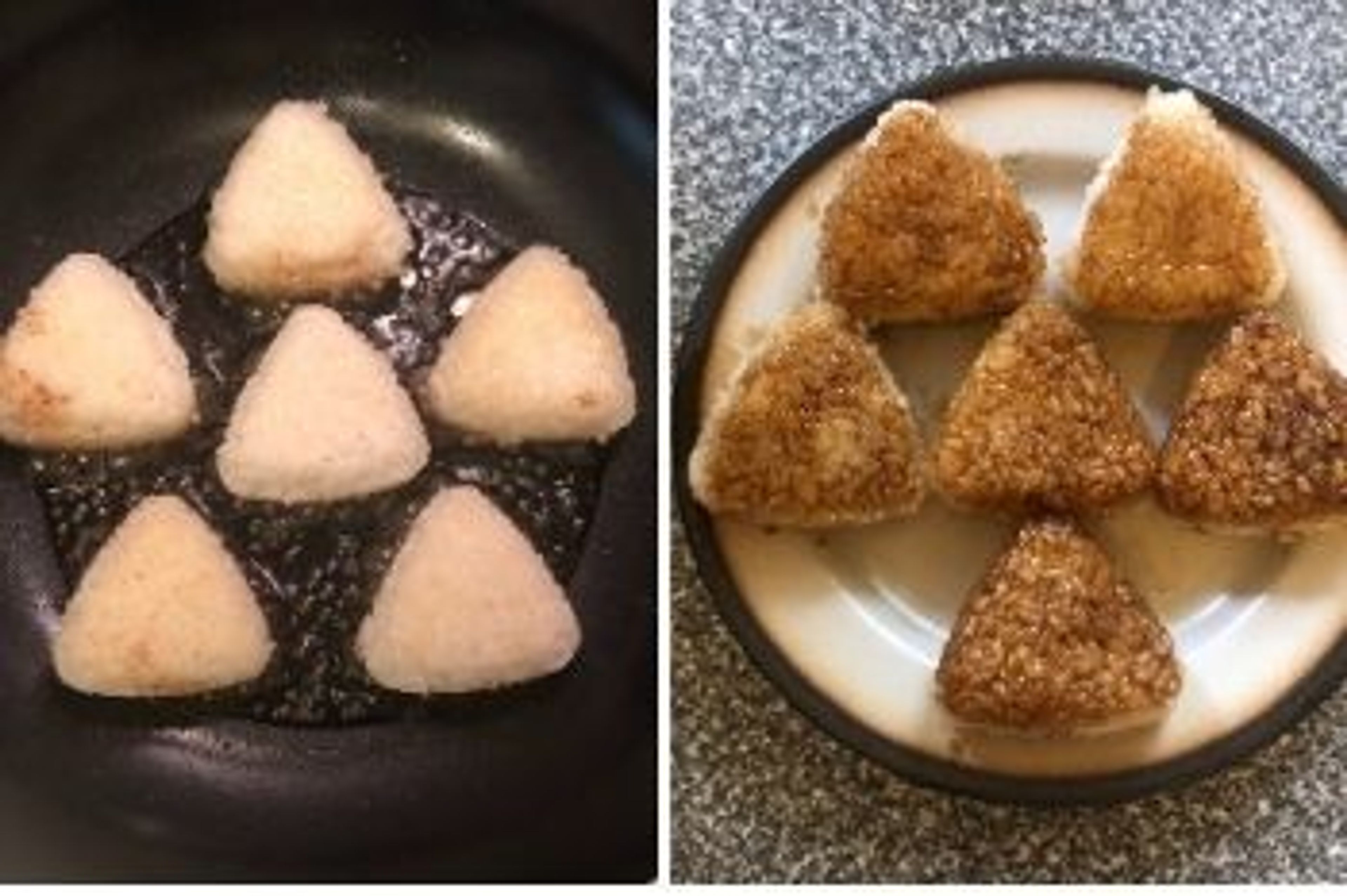 Onigiri mit Sojasoße braten