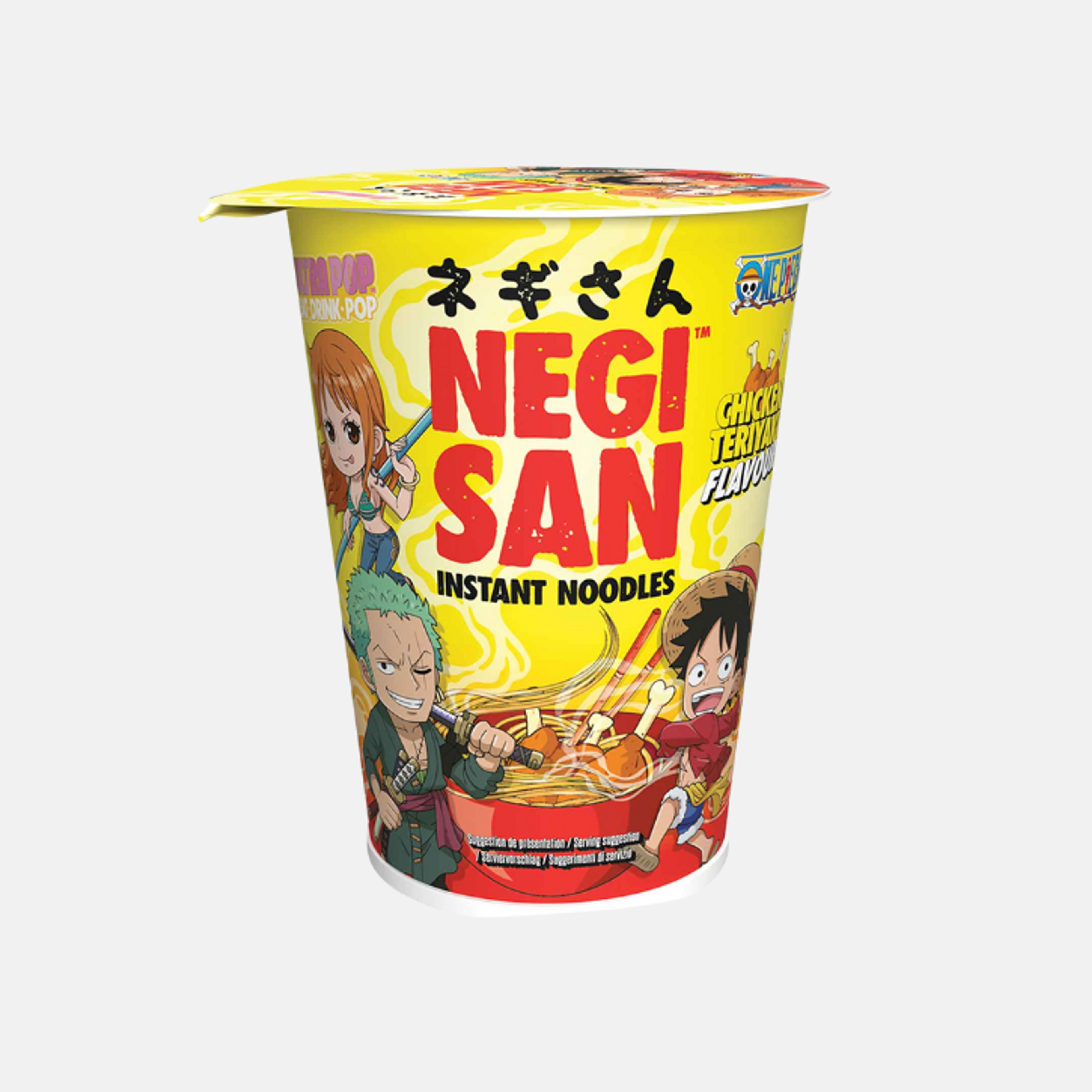 One Piece Negisan Instant Noodles Chicken Teriyaki Cup 65g - Teriyaki Noodles with One Piece Characters