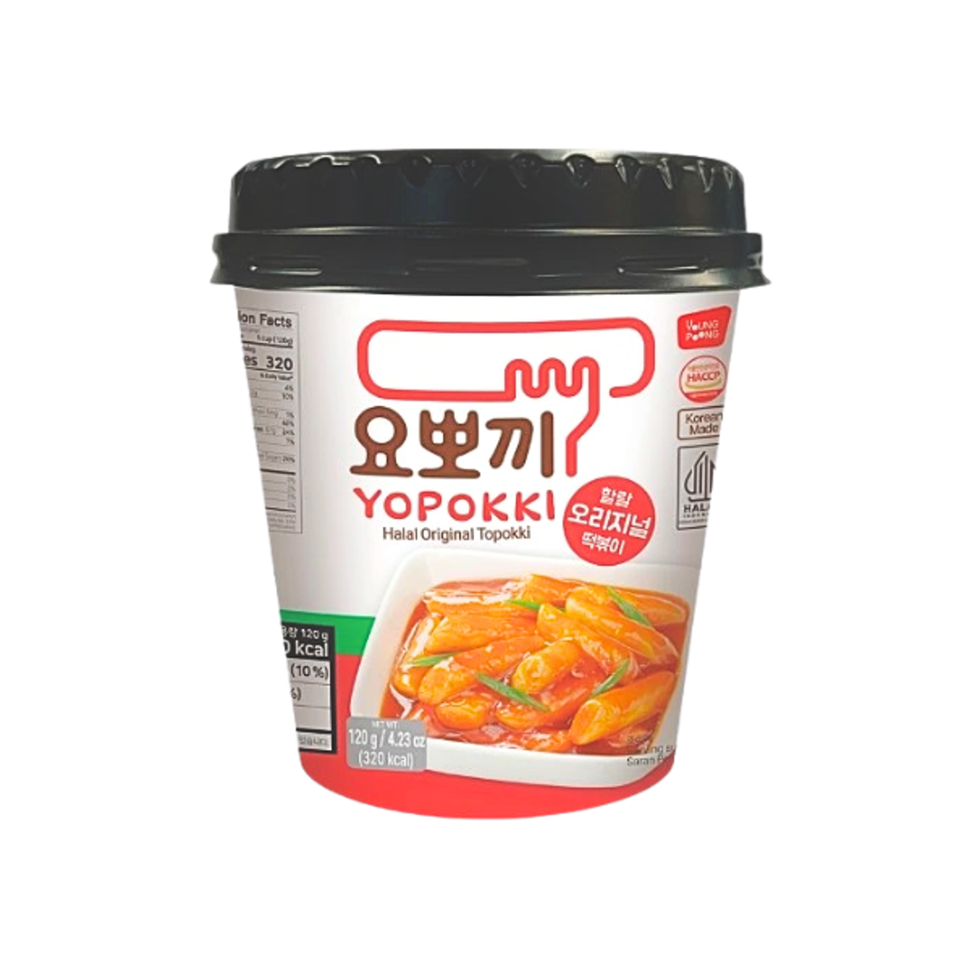 YOPPOKKI Halal Tteokbokki Original 120g | Koreanischer Reis­kuchen-Snack im Becher