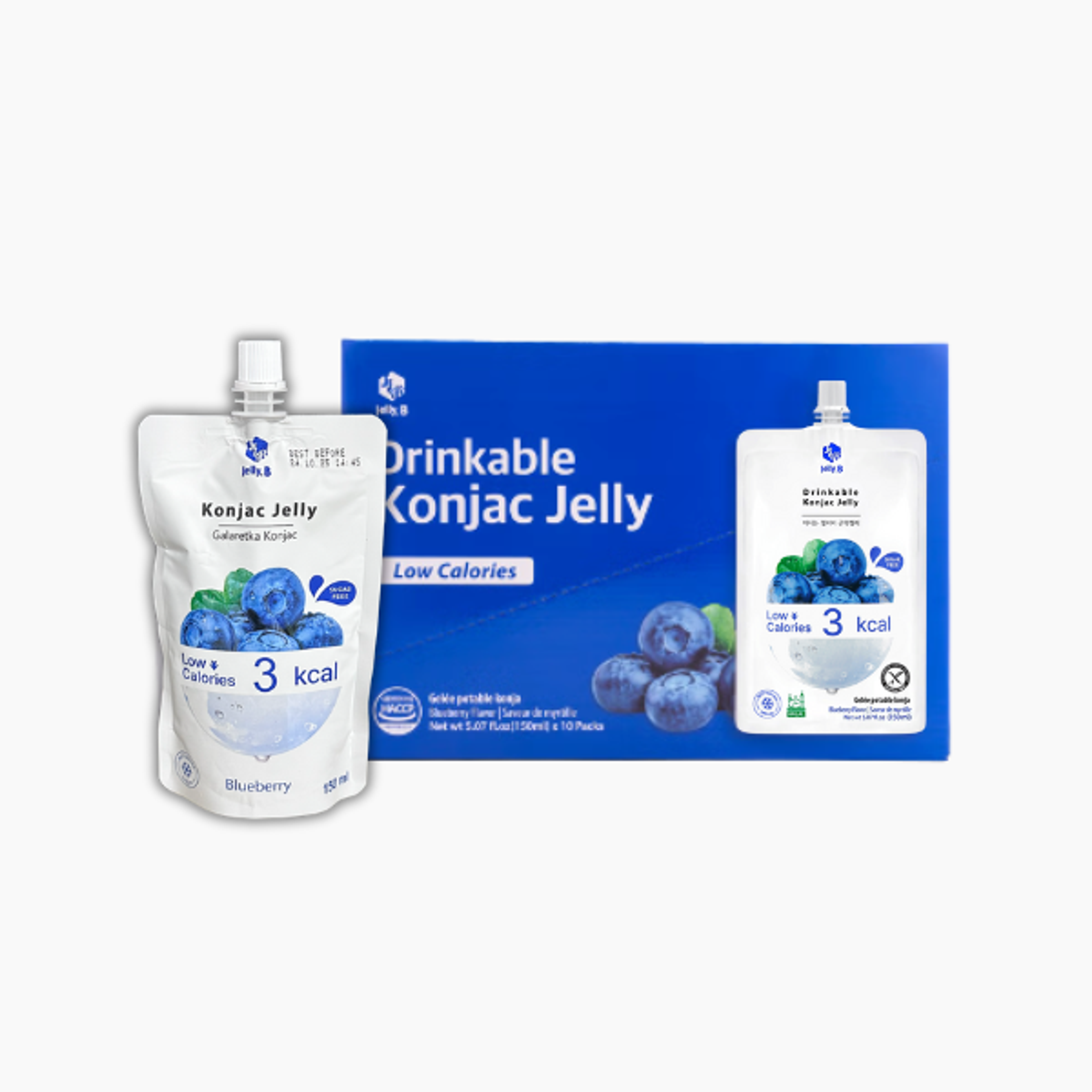  Jelly.B Drinkable Konjac Jelly Blueberry 150ml – Kalorienarme Trinkgelatine mit Blaubeergeschmack