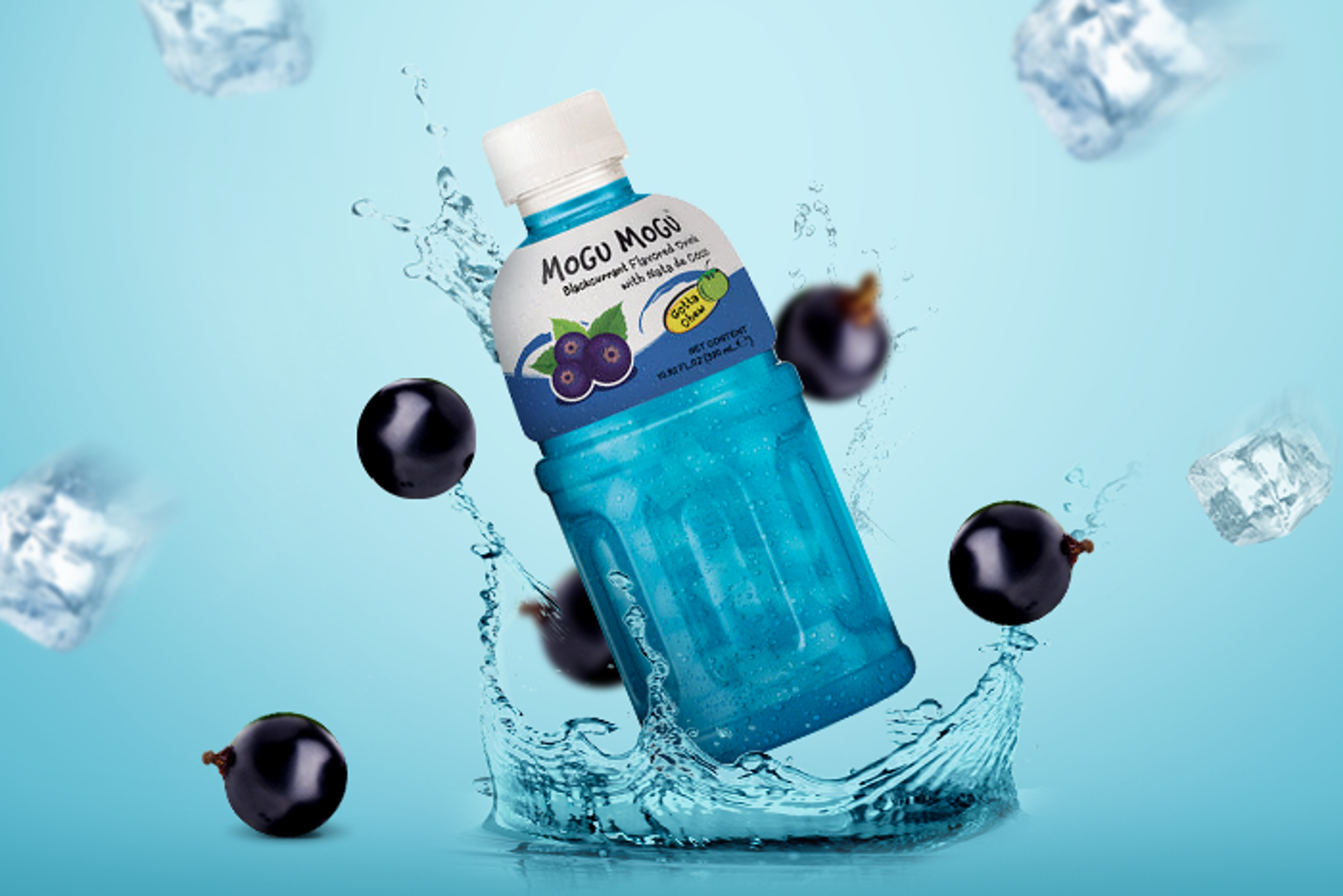 Mogu Mogu Schwarze Johannisbeere Getränk mit Nata de Coco 320ml - Erfrischend und Lecker