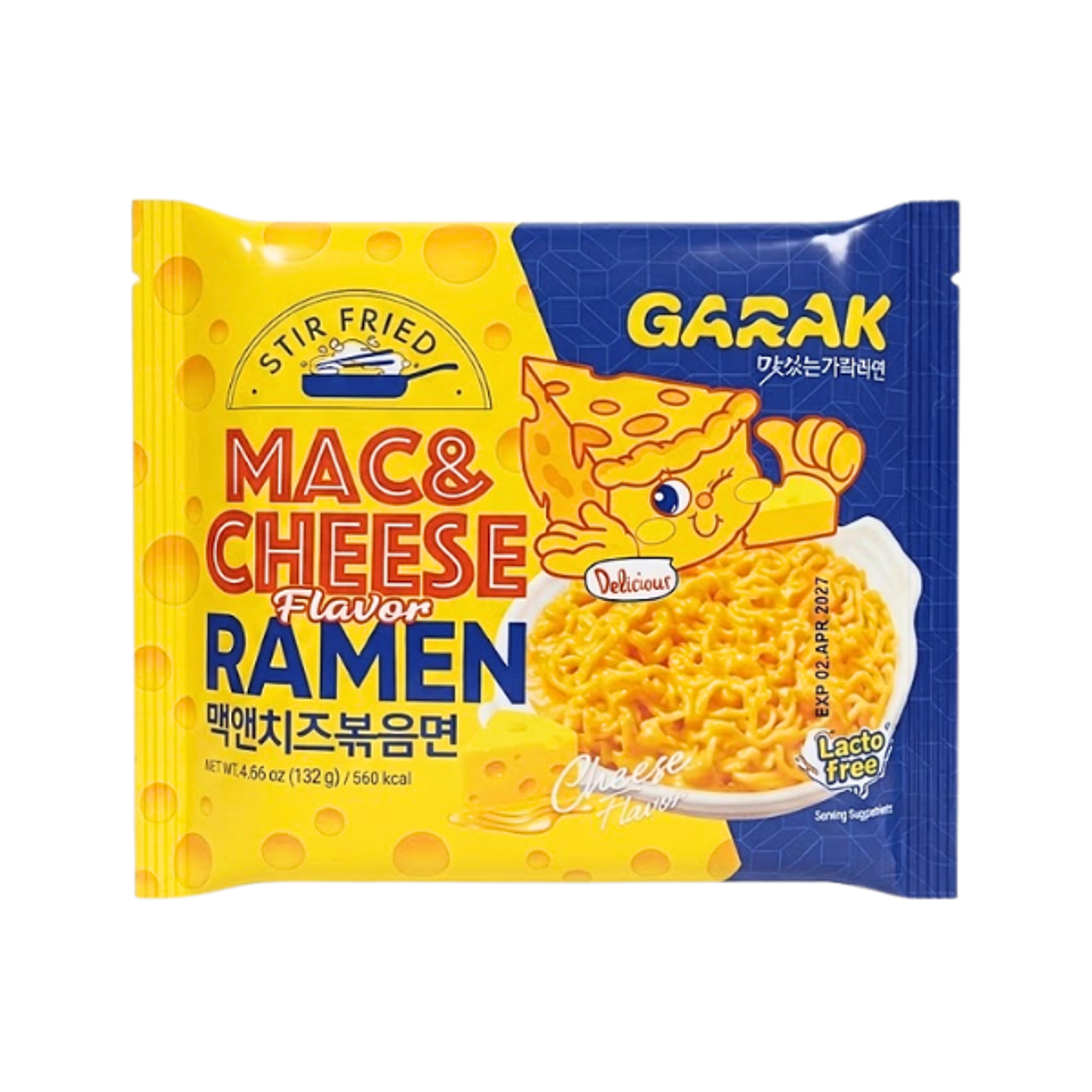 GARAK Mac & Cheese Ramen 132g | Koreanische Stir Fried Nudeln mit Käsegeschmack