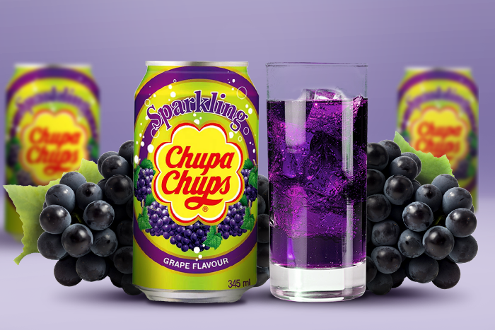 Chupa Chups Sparkling Grape Flavour Soda 345 ml – Traubengeschmack in spritziger Form