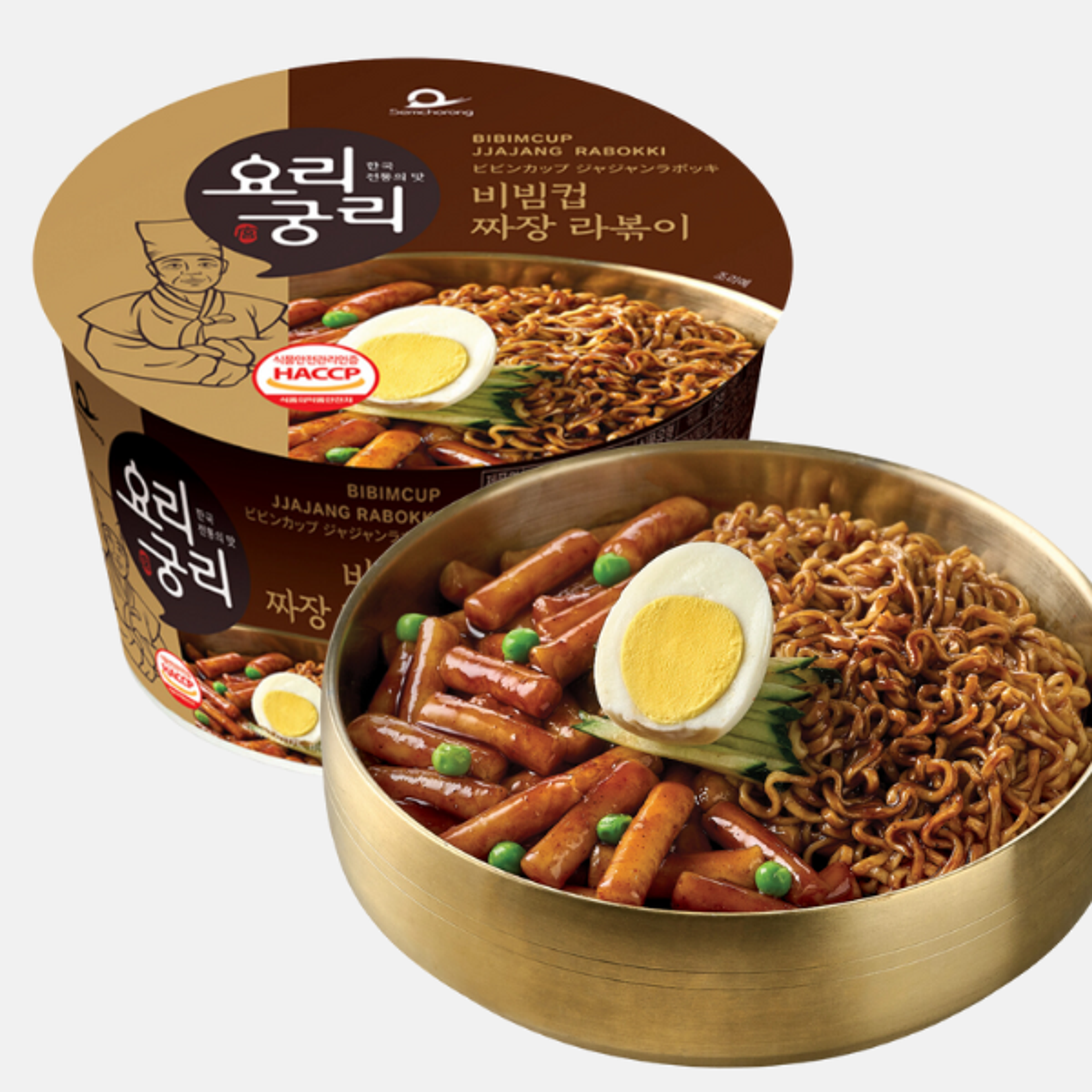 Yorigungri Bibimcup Jjajang Rabokki 150g – Reiskuchen mit Nudeln in Jjajang-Sauce