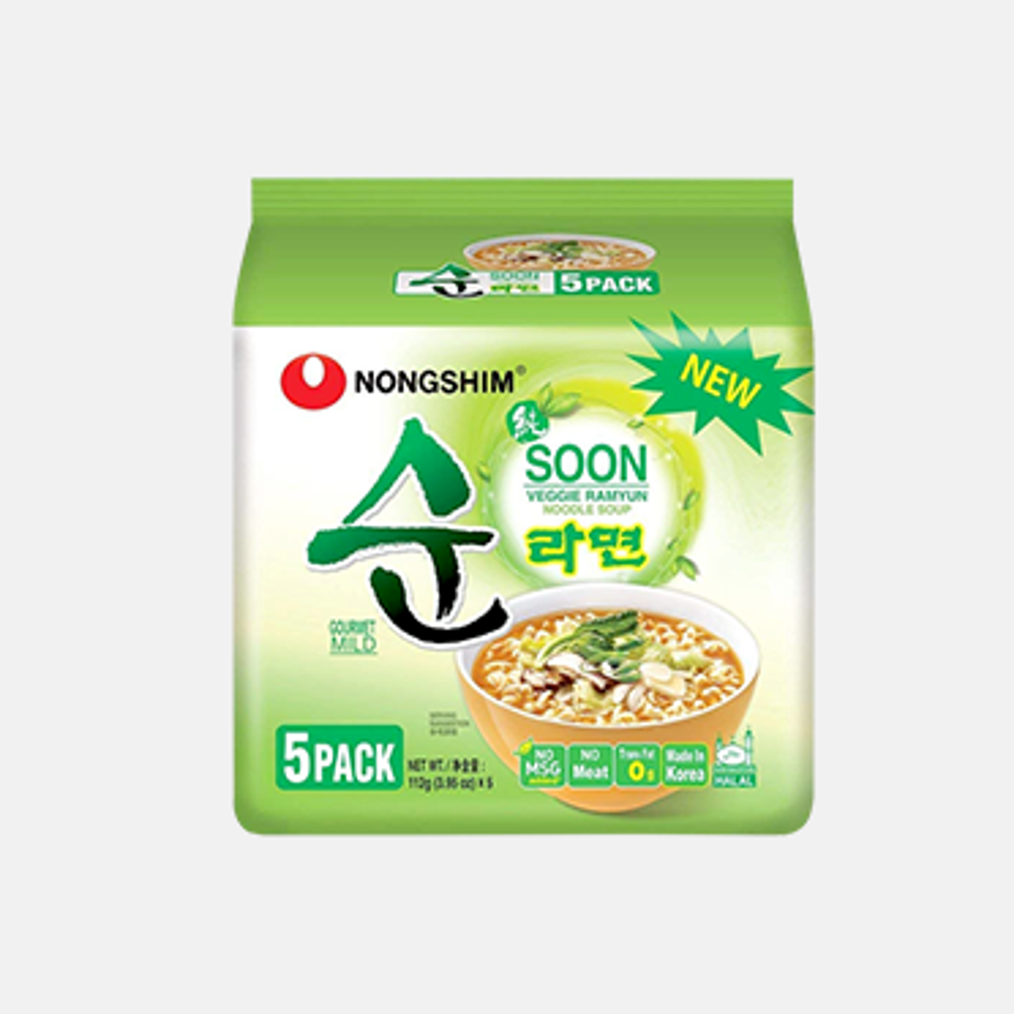 Nong Shim Vegetarisch Soon Nudeln Ramen 5er-Pack – Ideal für Vegetarier