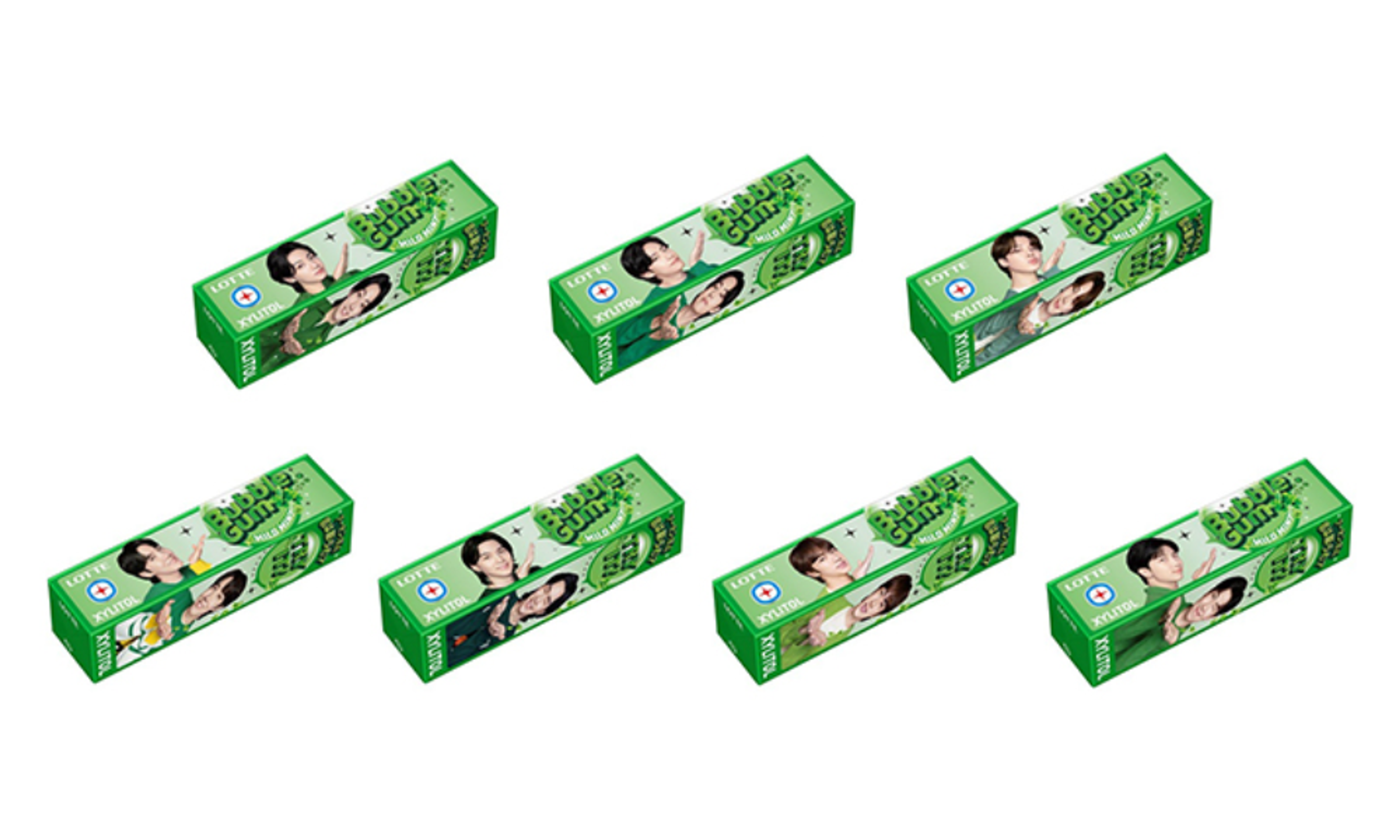 BTS x Lotte Xylitol Bubble Gum Mild Mint 9P 26g