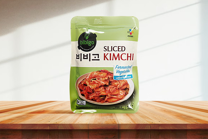 Verpackung von Bibigo Sliced Kimchi ohne Fischsauce 150g