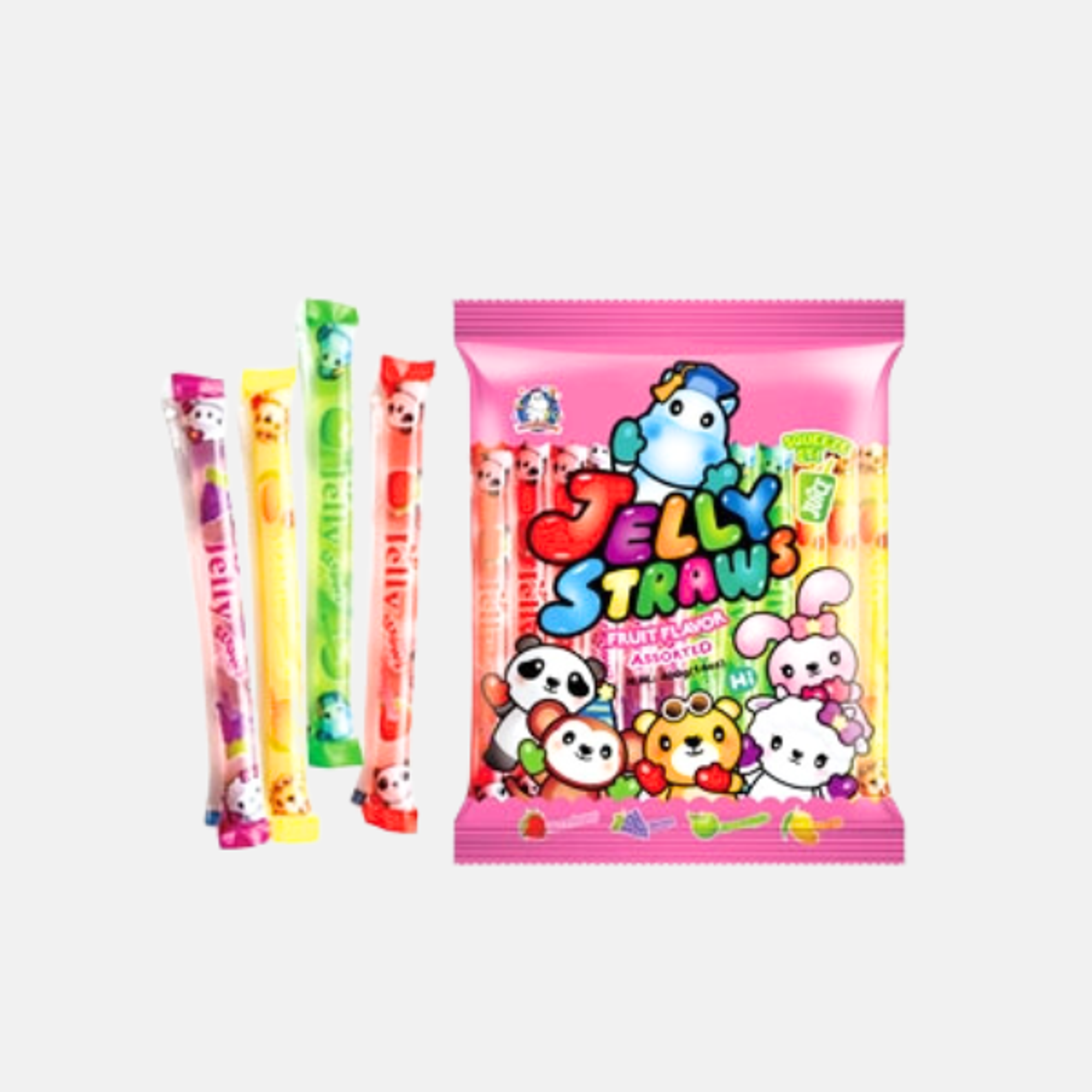 ABC Jelly Straws Fruchtgeschmack 400g - Nilpferd & Tierfreunde - Fruchtige, vegane Gelee-Strohhalme