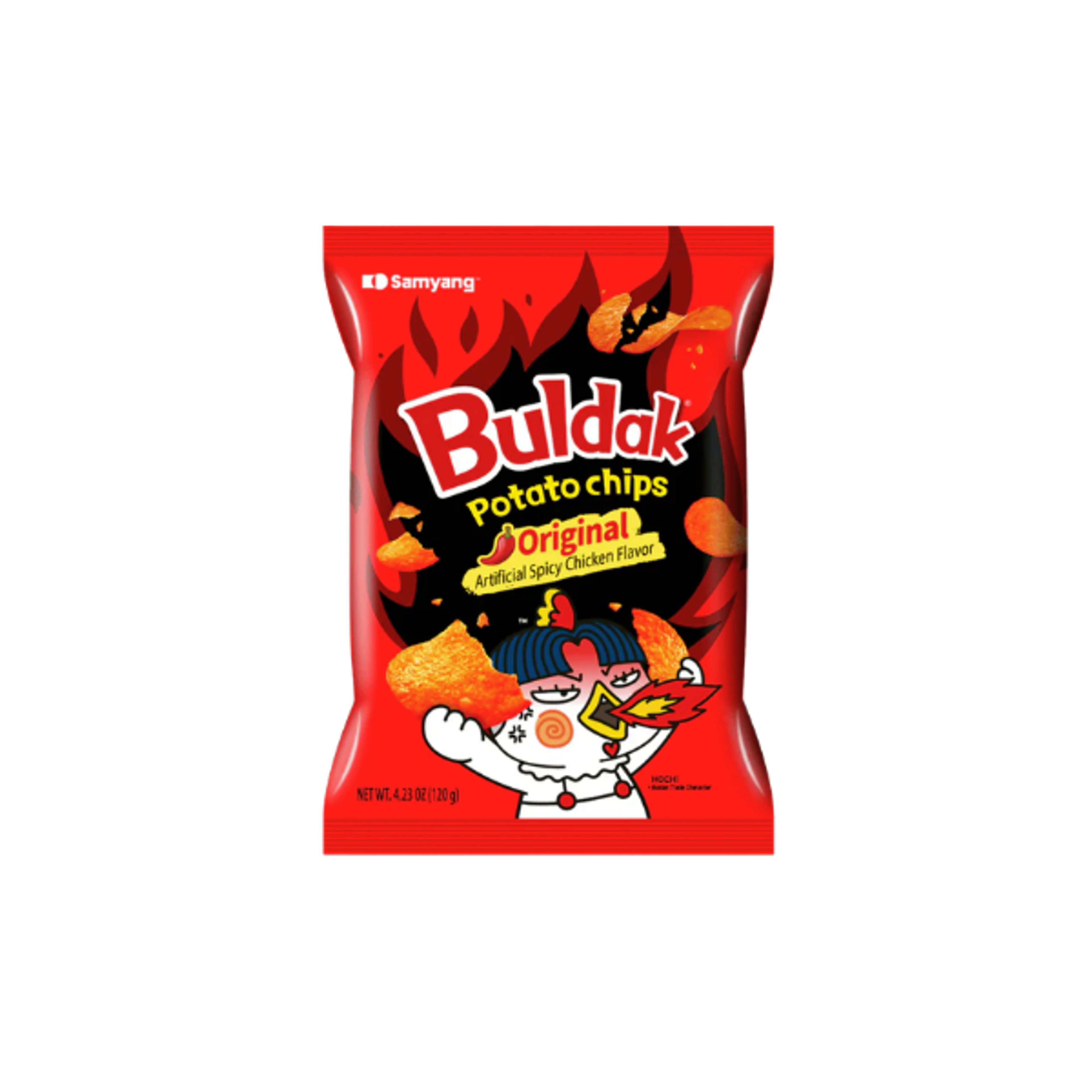 Samyang Buldak Chips Original 55g | Feurig-scharfe koreanische Kartoffelchips mit Chicken-Geschmack