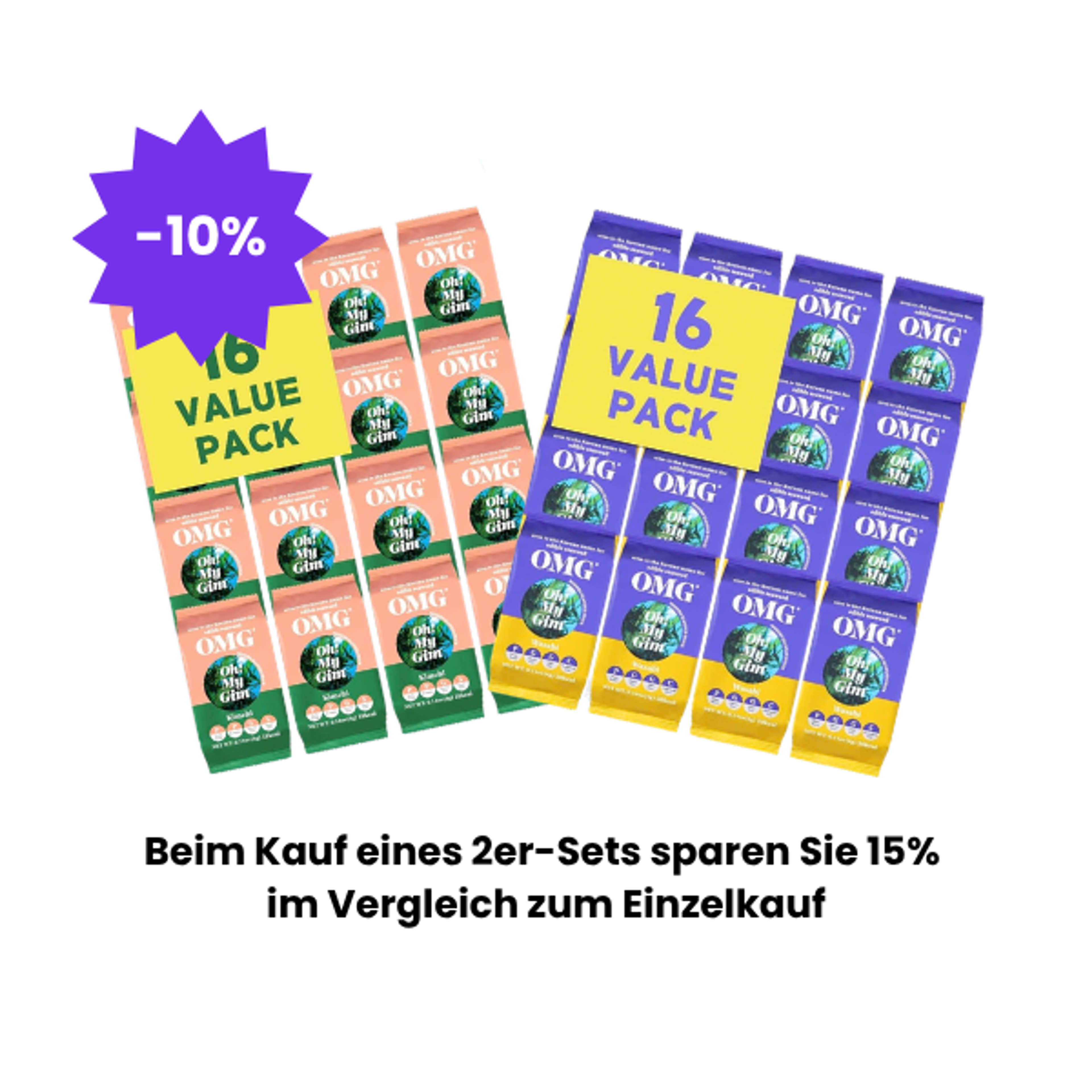 Oh! My Gim Seetang Snack 2er Set mit den Geschmacksrichtungen Kimchi und Wasabi.