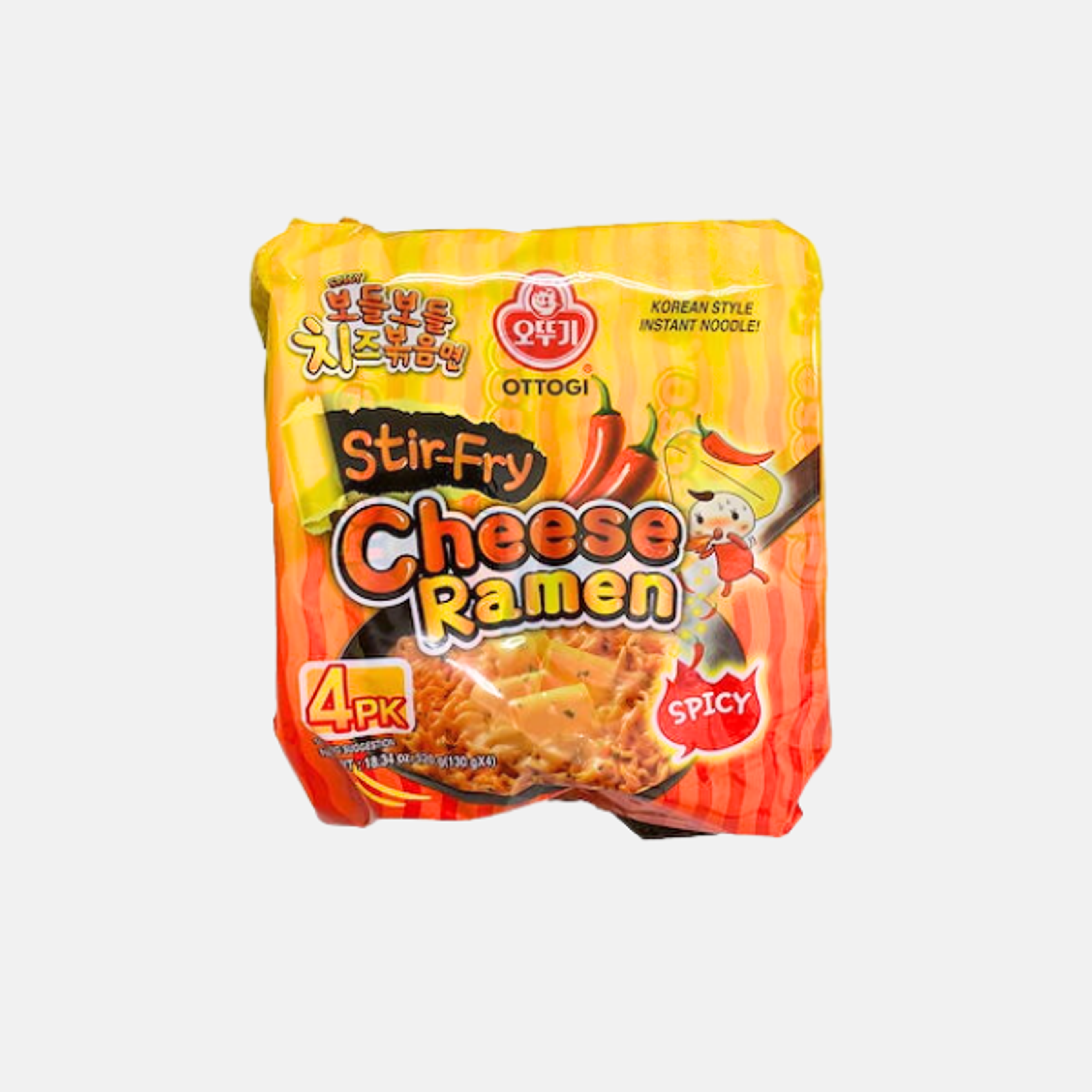 OTTOGI Stir-Fry Cheese Ramen Spicy 130g – Spicy Vegetarian Korean Instant Noodles with Cheese